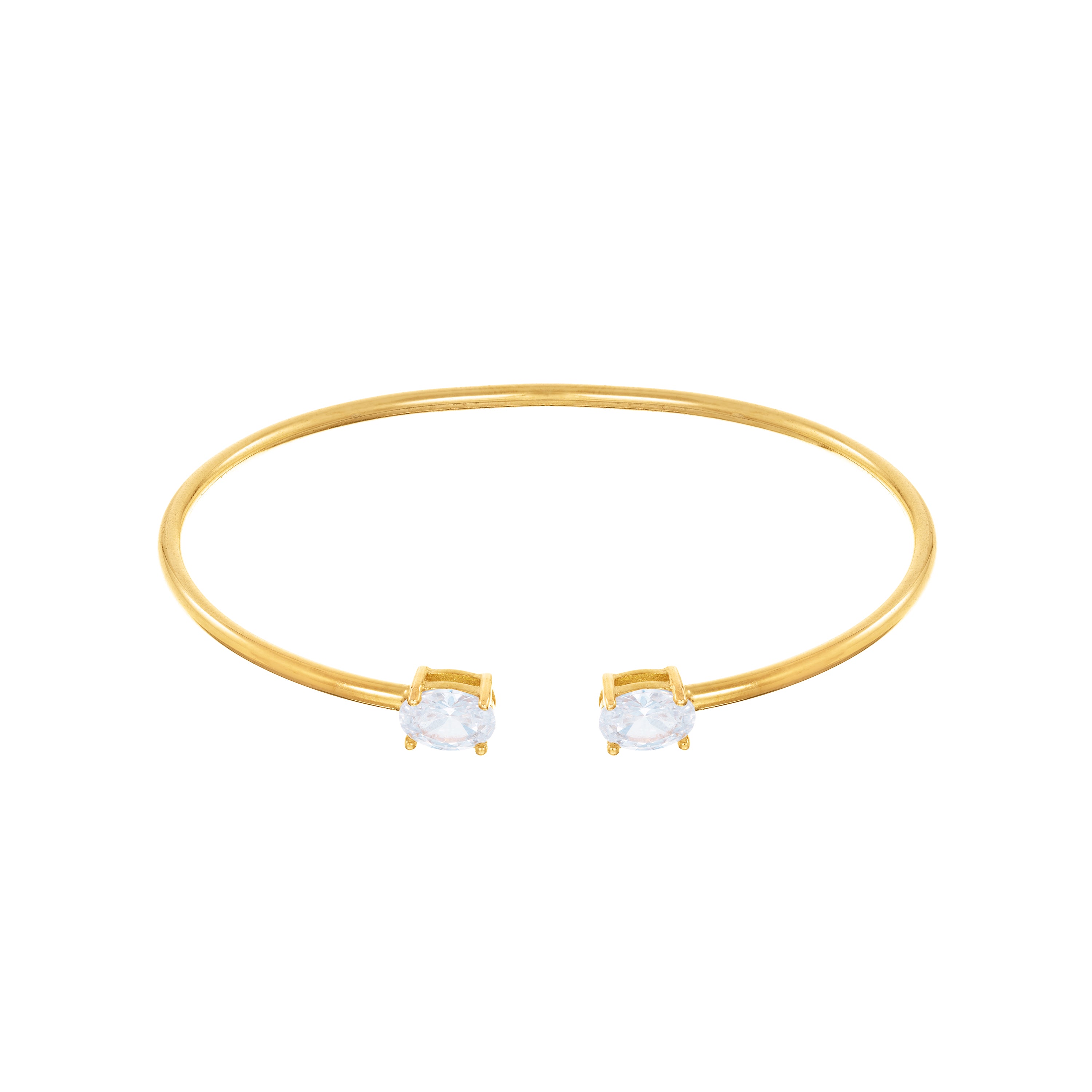 Double Oval Stone Torque Bangle Bracelet