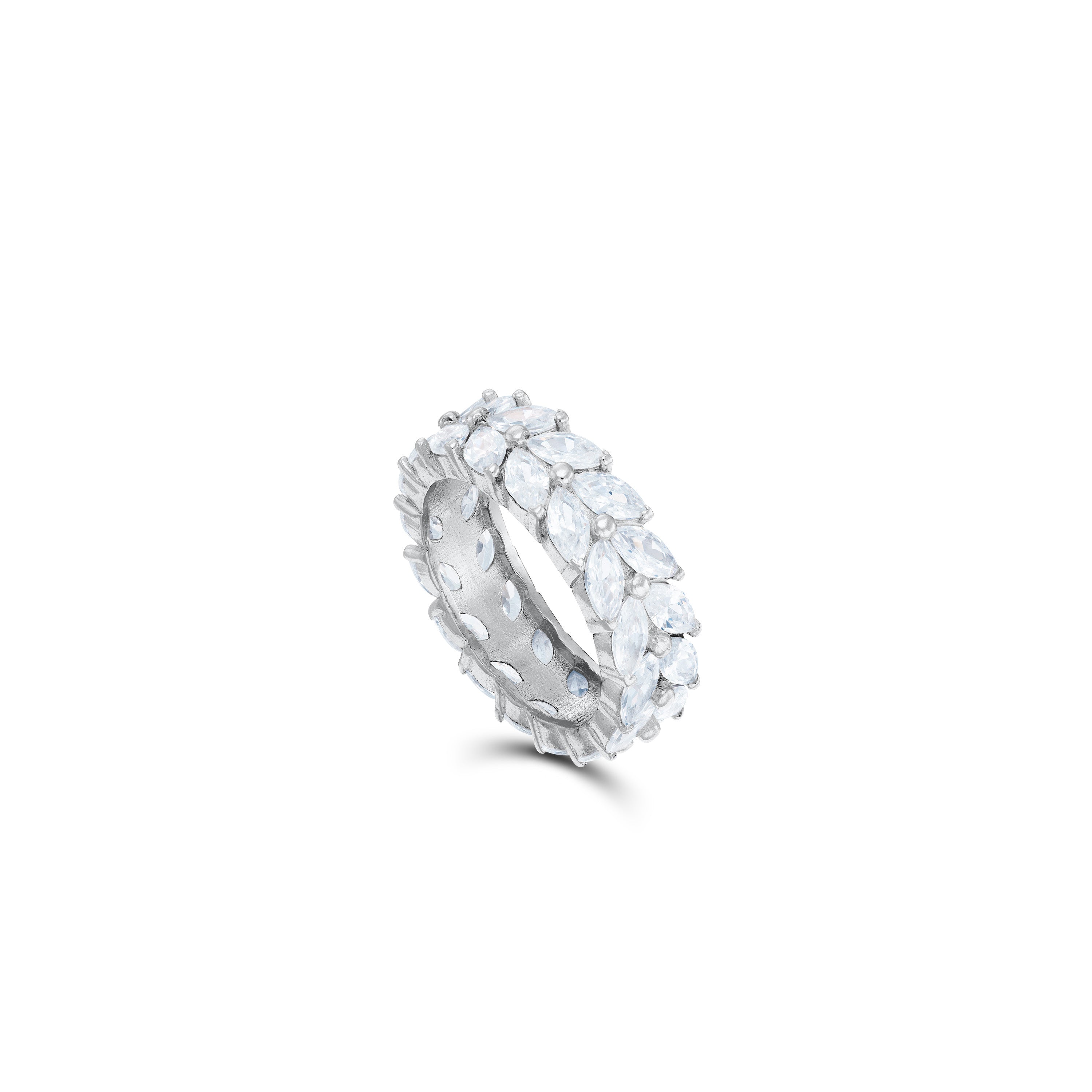 Double Row Eternity Marquise Ring - Silver White