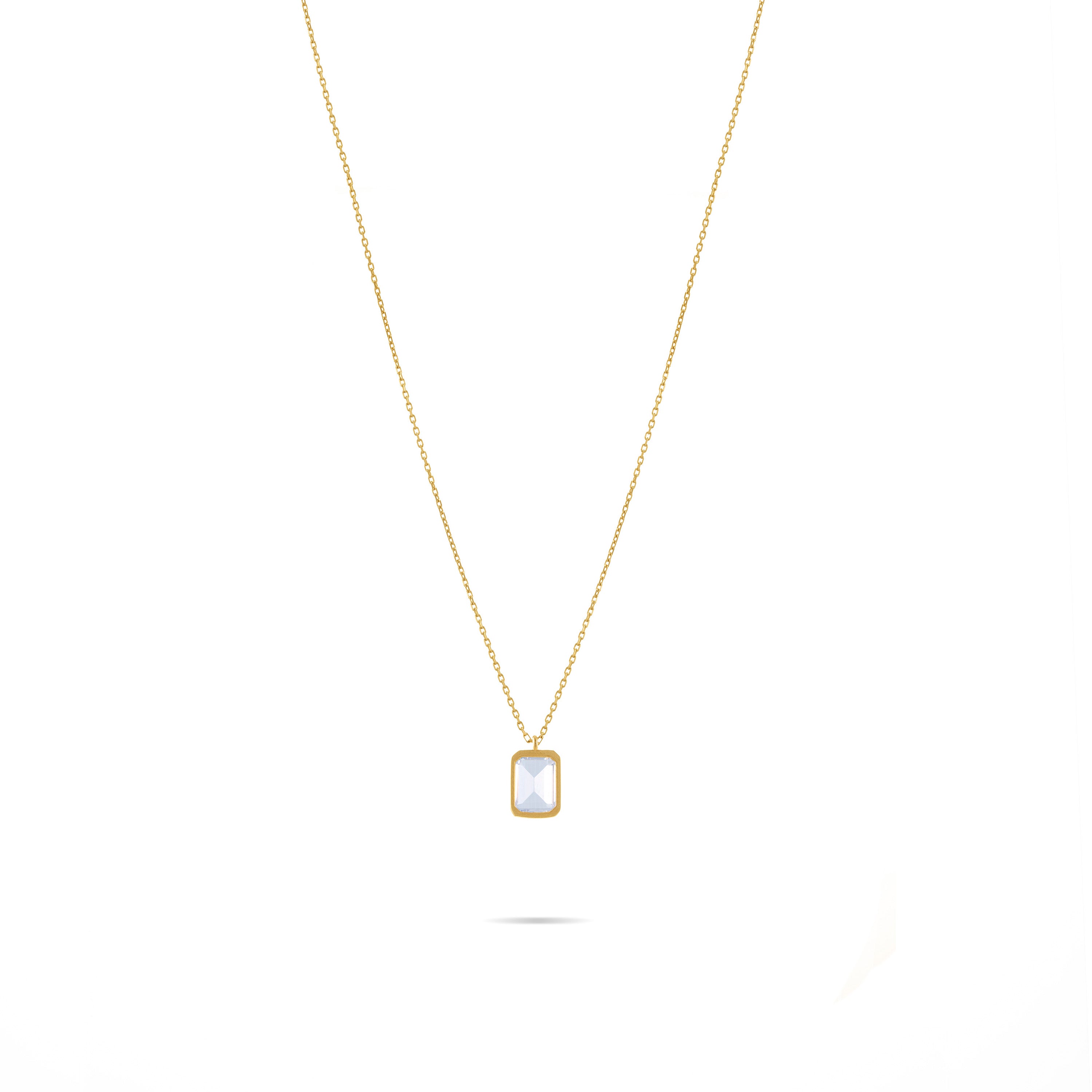 Emerald Cut Bezel Chain Necklace