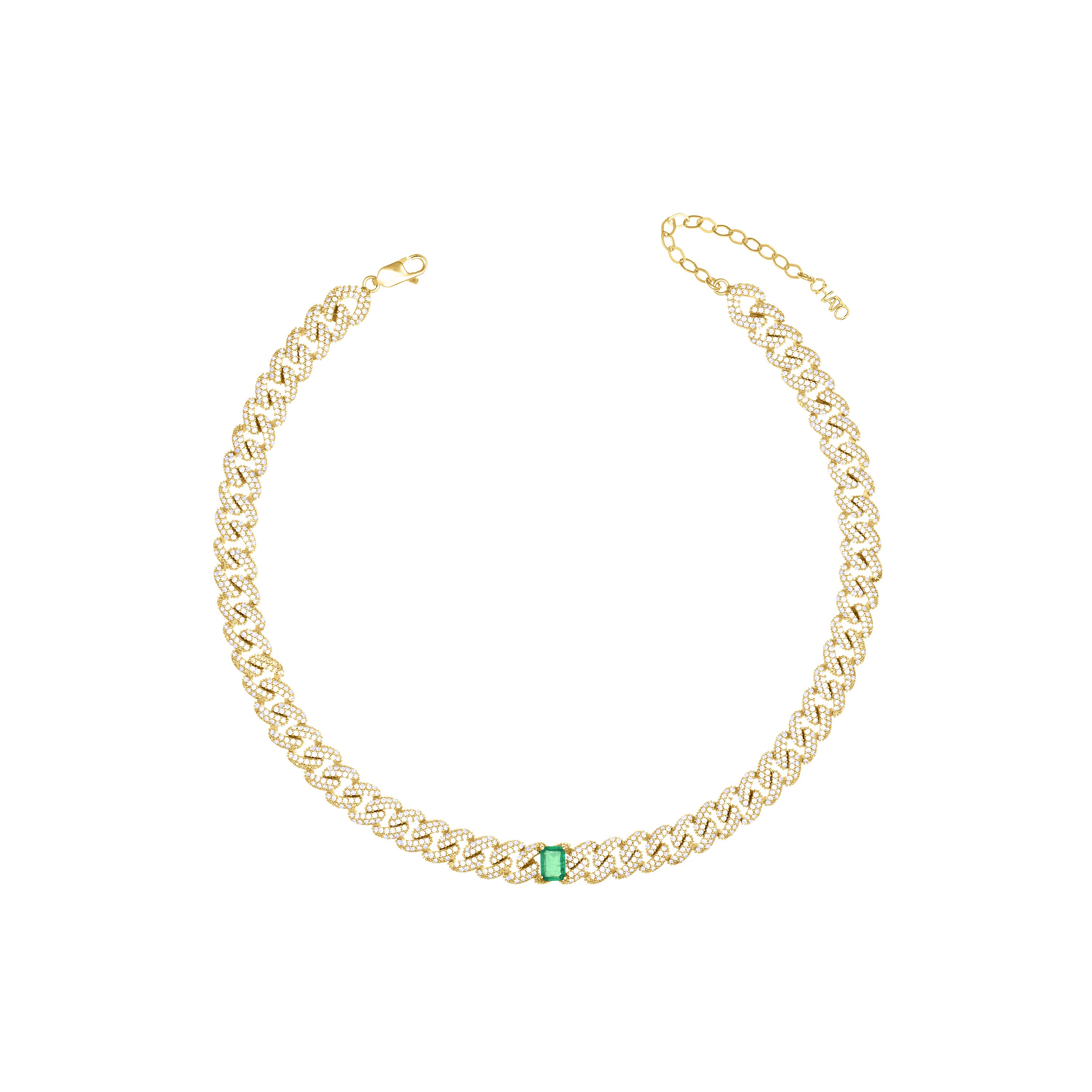 Emerald Cut Pave Cuban Chain Choker