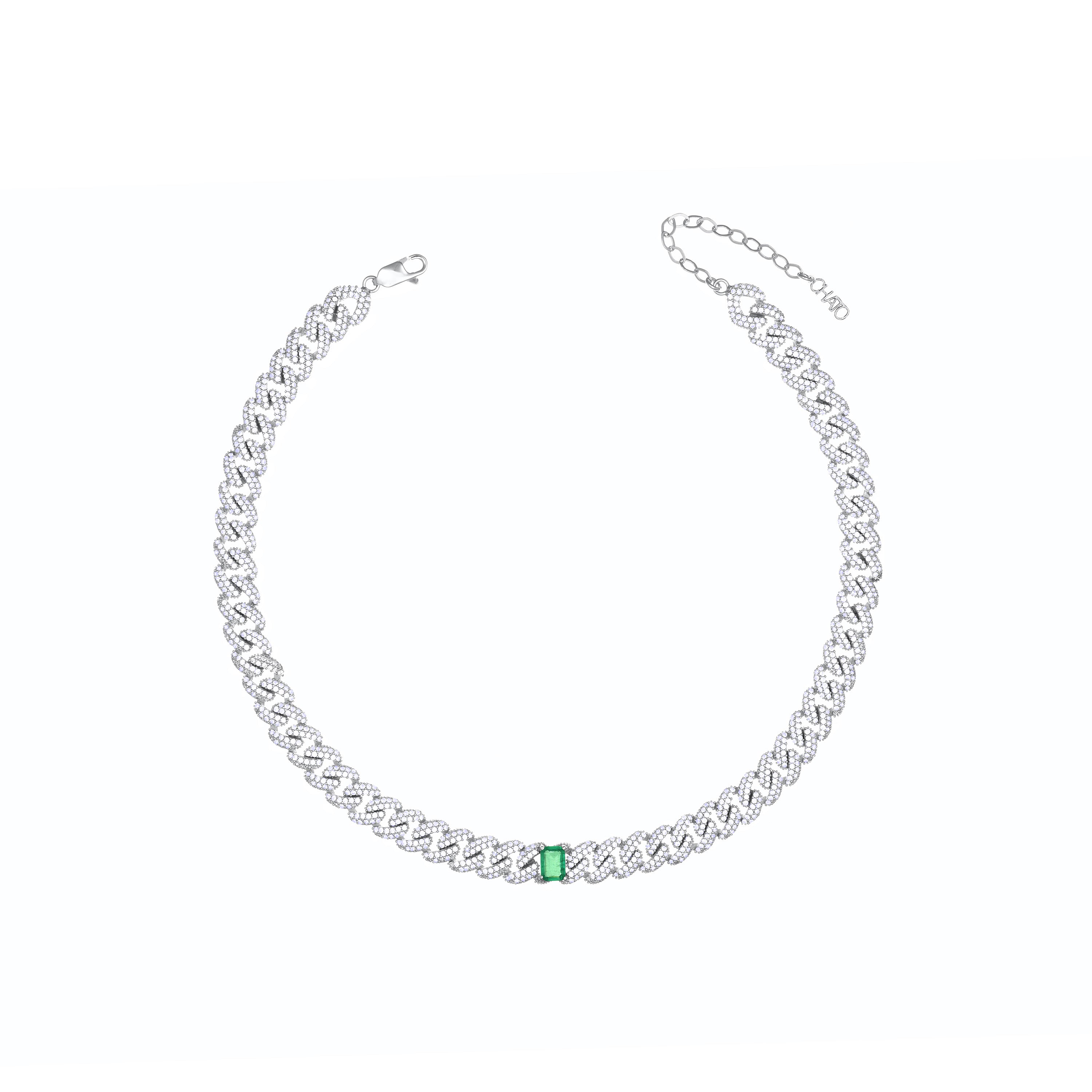 Emerald Cut Pave Cuban Chain Choker