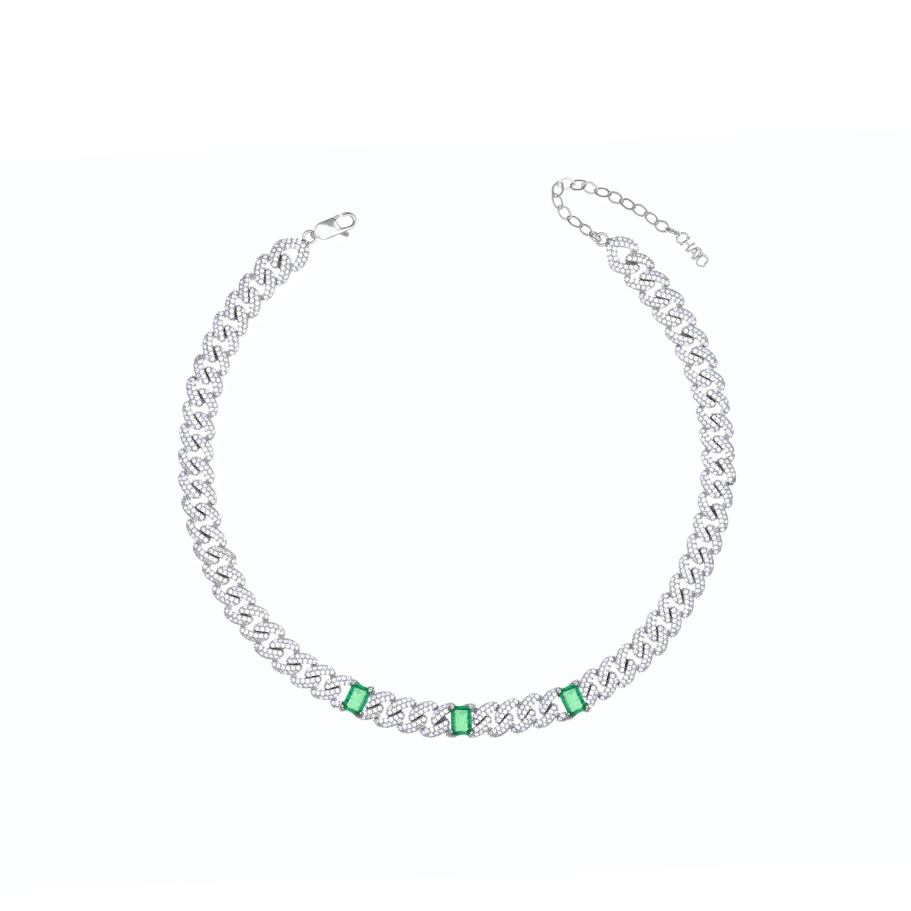 Emerald Cut Pave Cuban Chain Choker