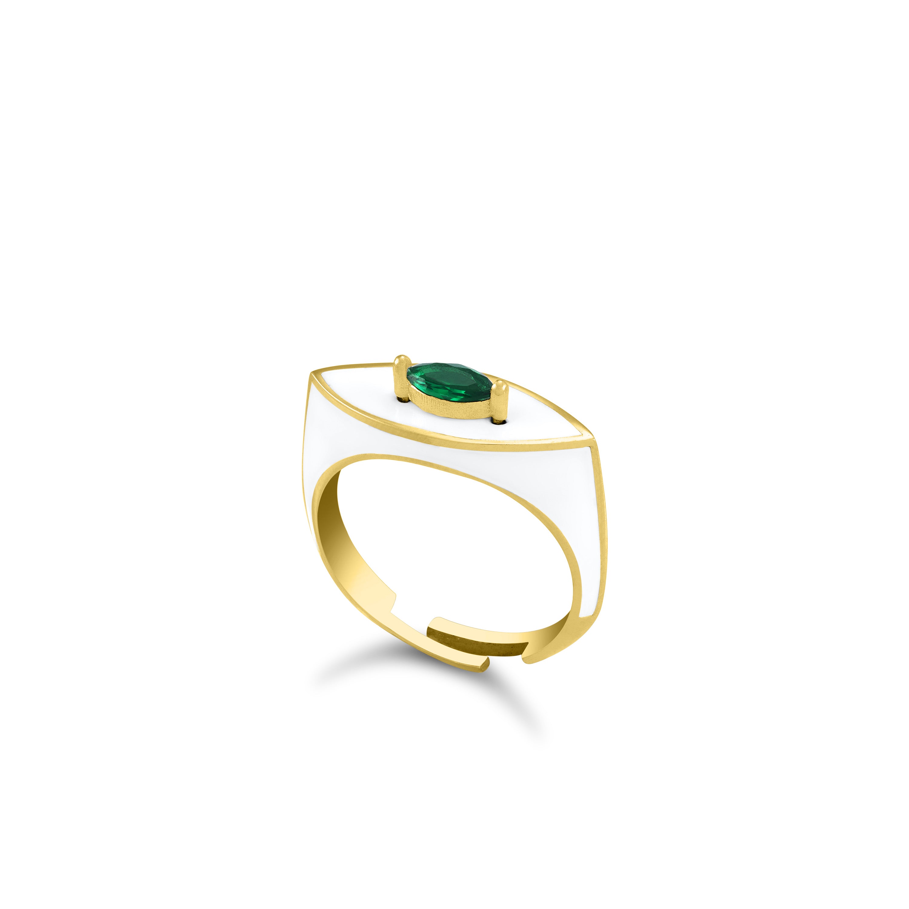 Enamel Marquise Evil Eye Signet Ring