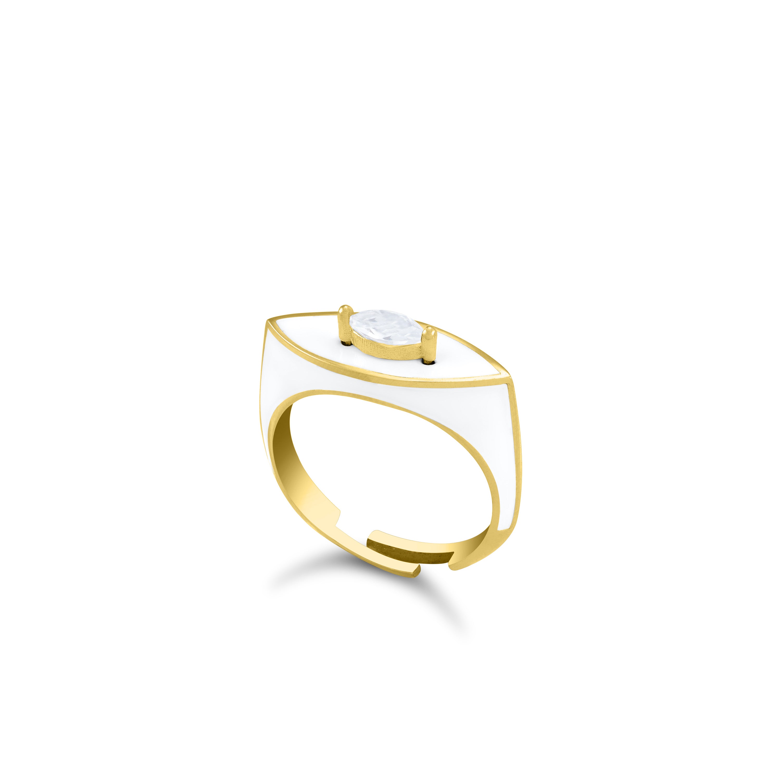 Enamel Marquise Evil Eye Signet Ring