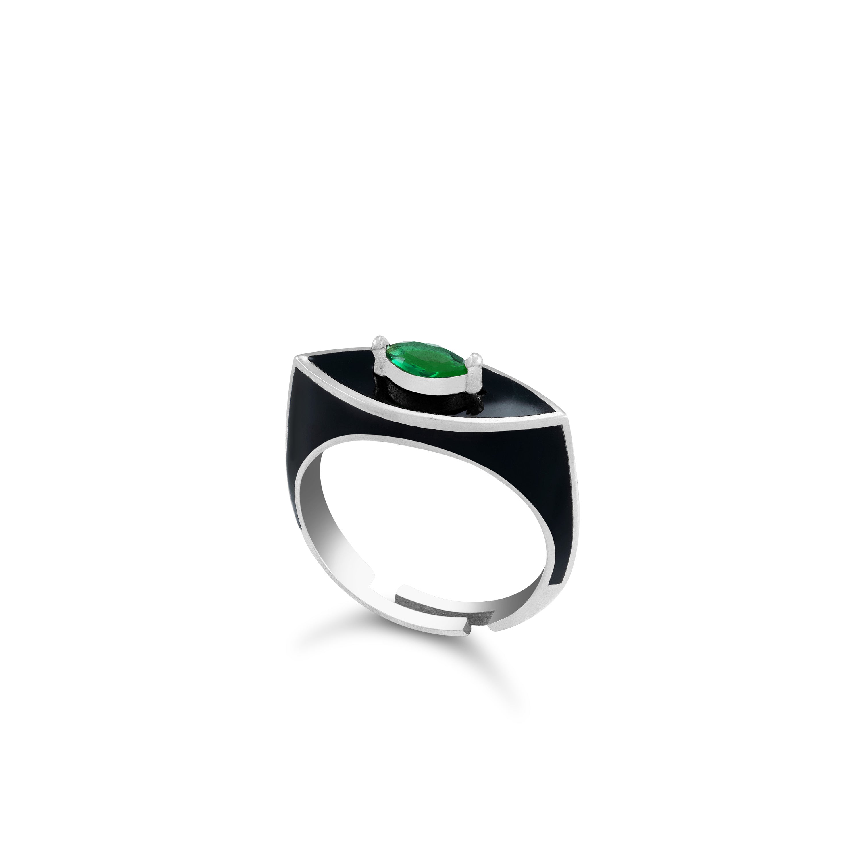 Enamel Marquise Evil Eye Signet Ring