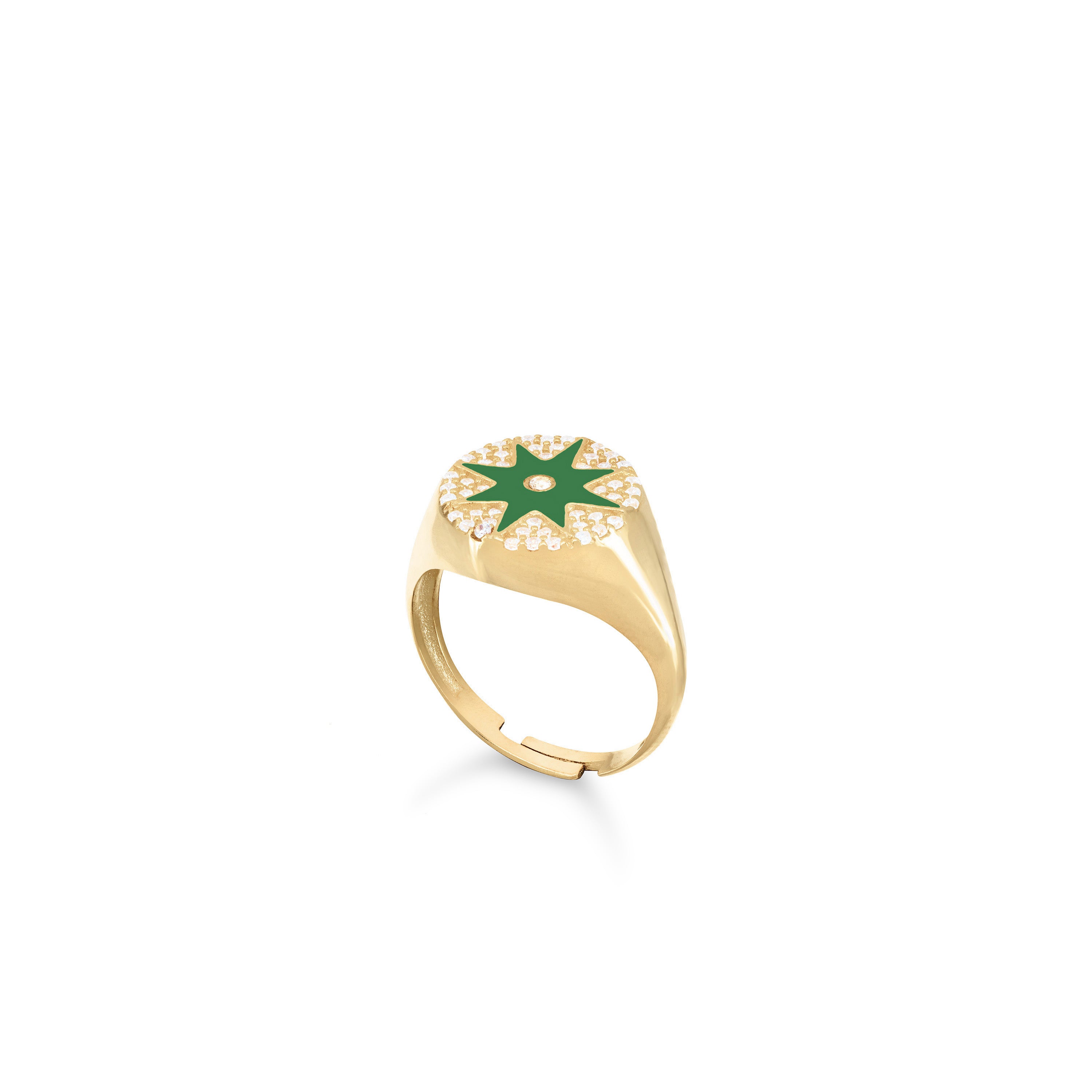 Enamel Starburst Cubic Zirconia Pinky Ring