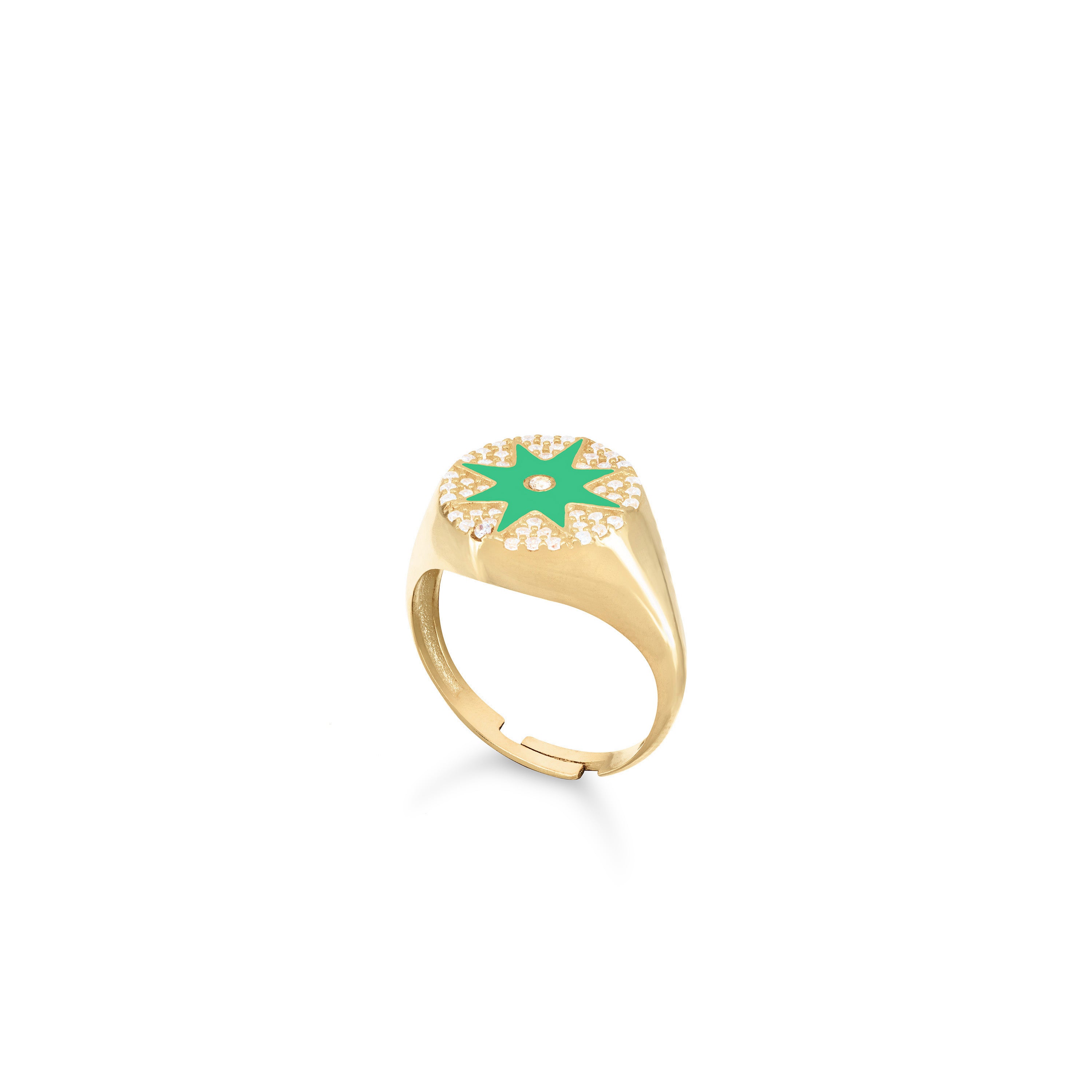 Enamel Starburst Cubic Zirconia Pinky Ring