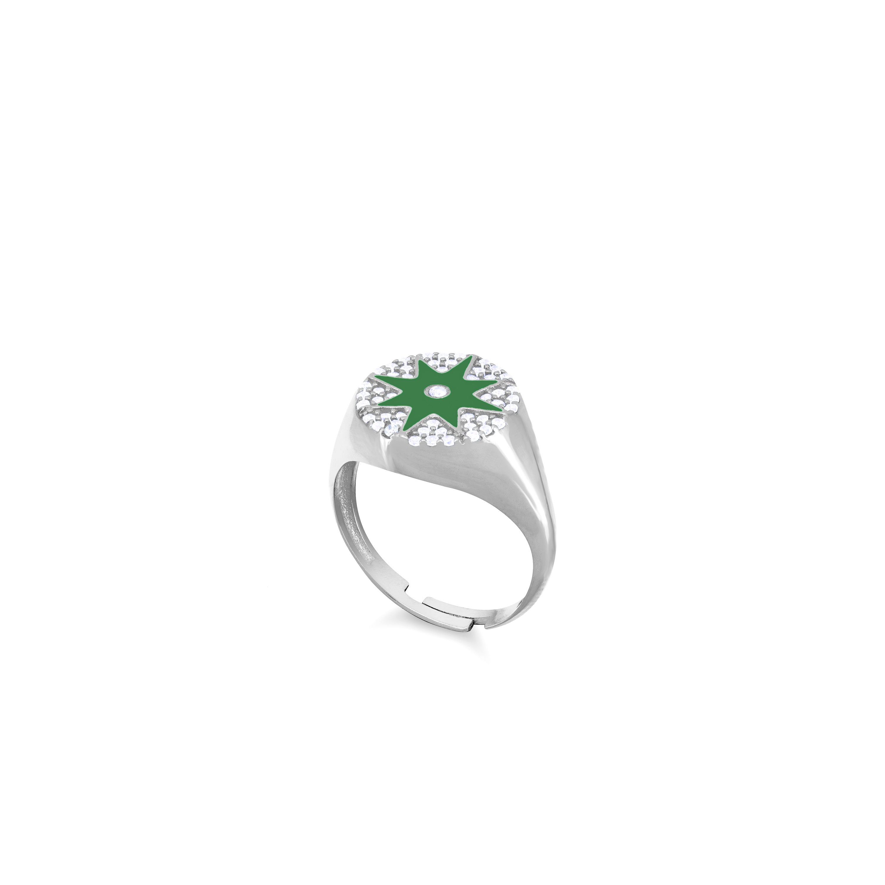 Enamel Starburst Cubic Zirconia Pinky Ring