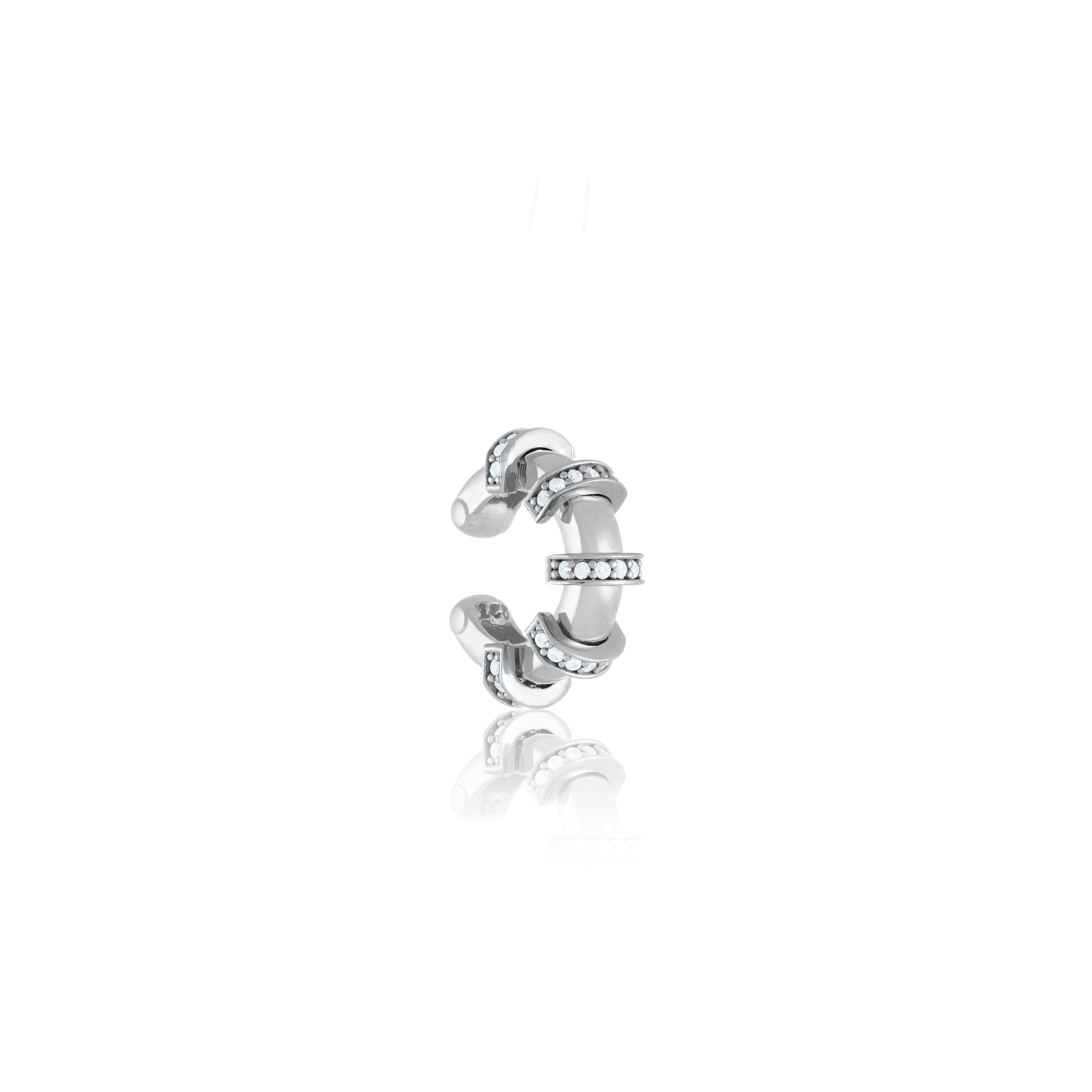 Five Cubic Zirconia Stripes Circle Ear Cuff