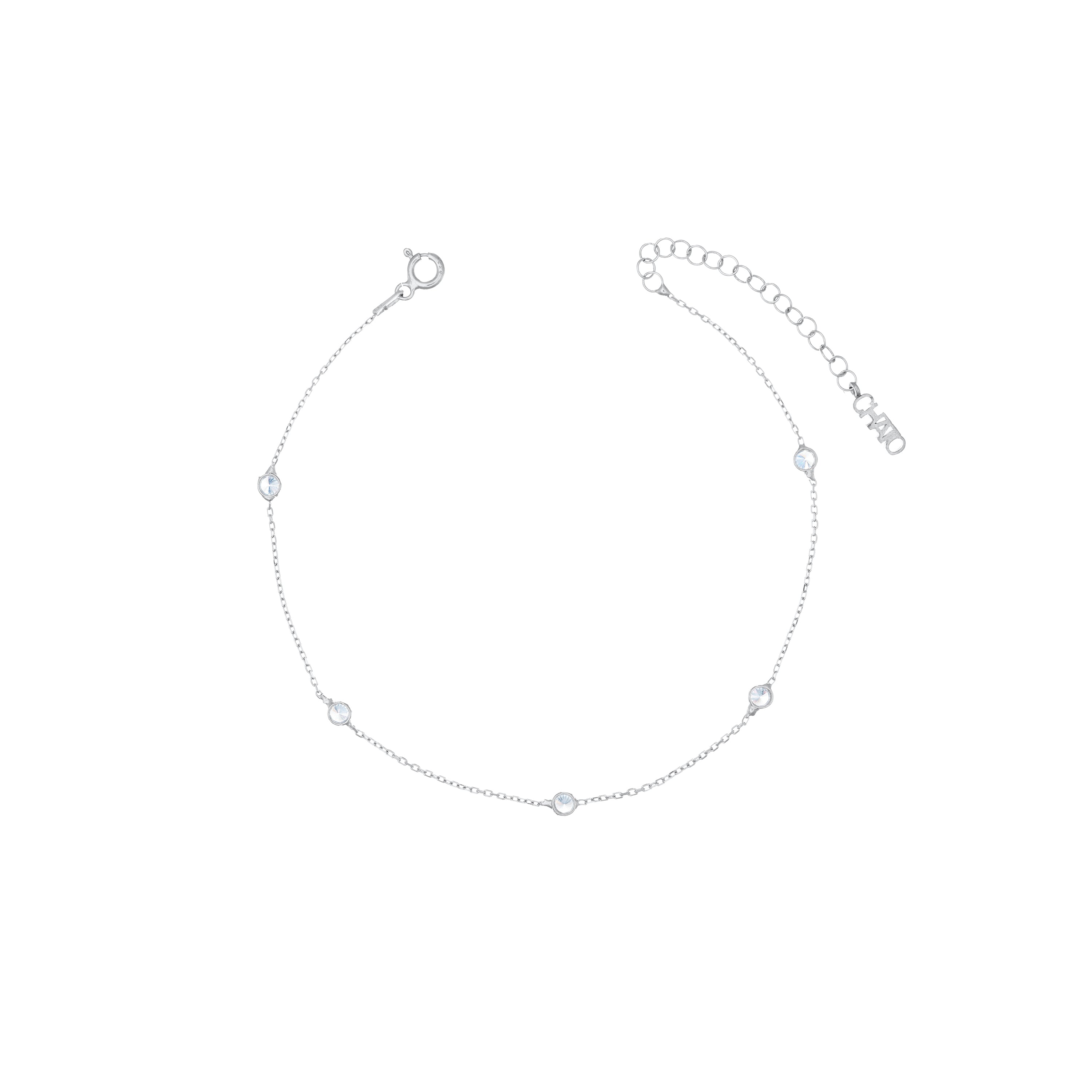 Five Cubic Zirconia Chain Anklet