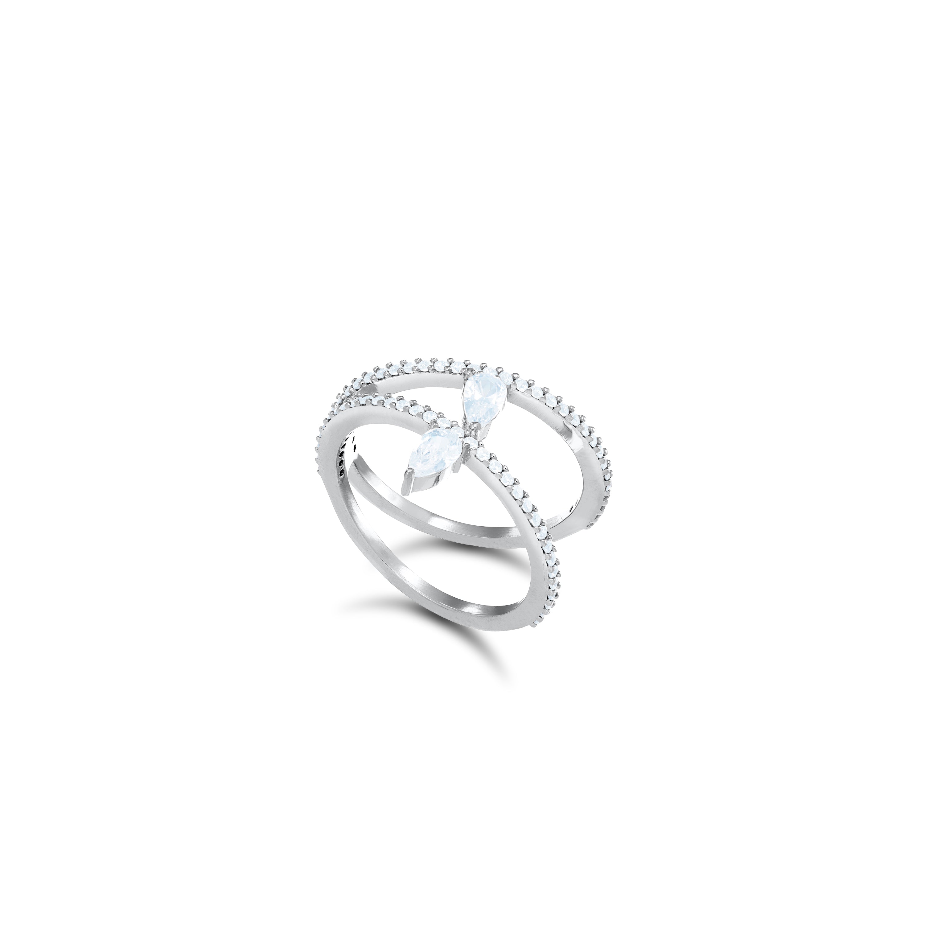 Inclined Two Line Teadrops Rings