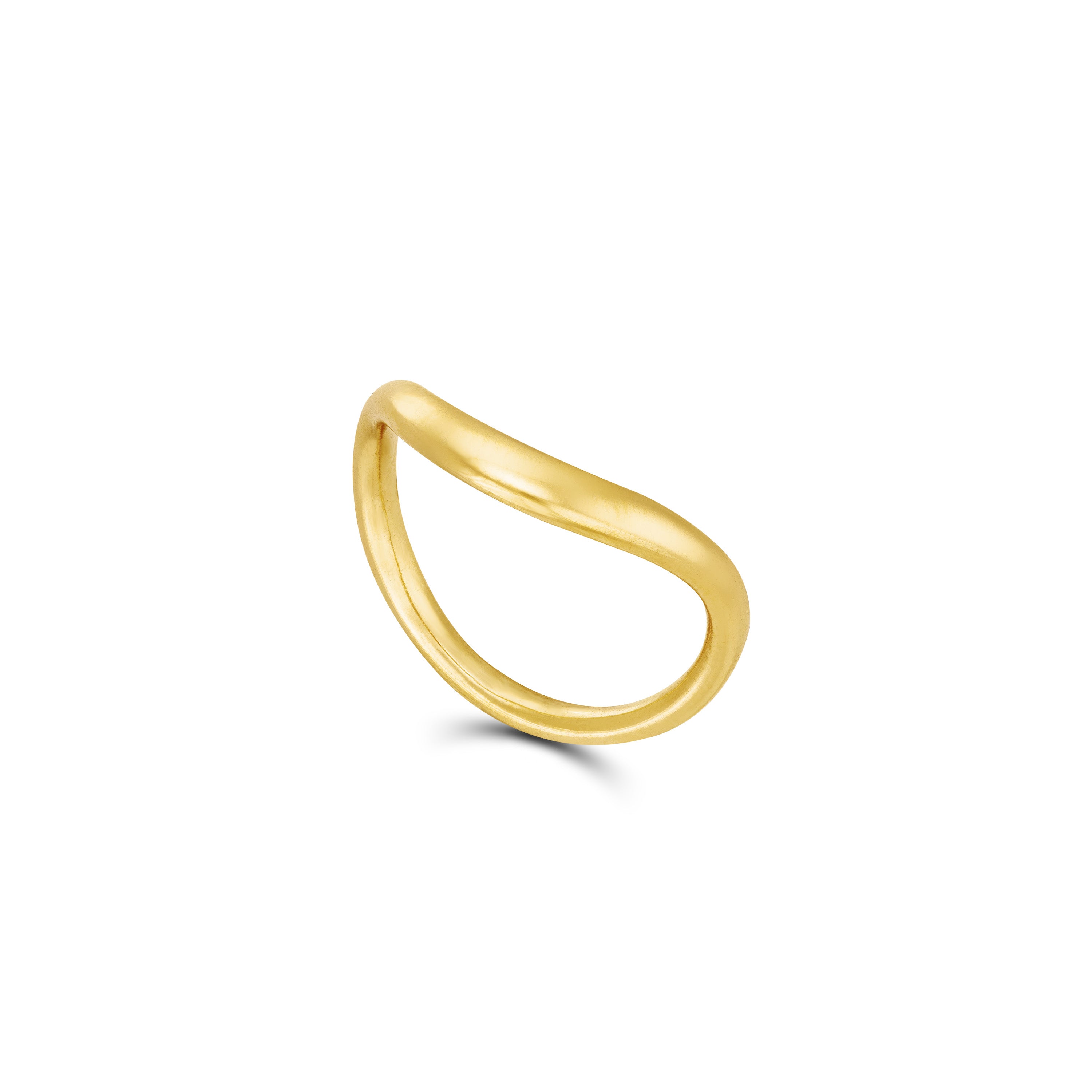 Layered Stacking Band Ring - Gold White - Plain V Shape