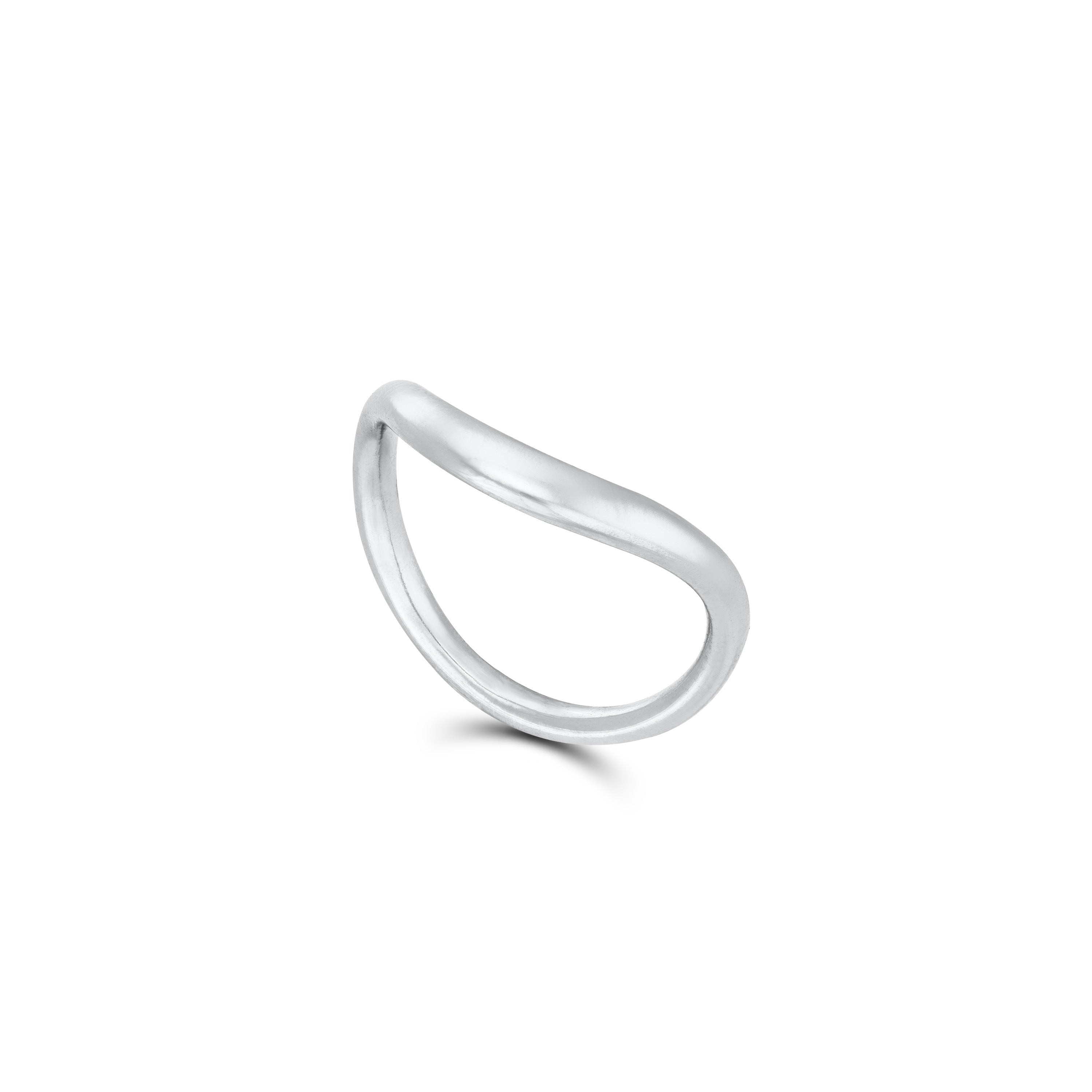 Layered Stacking Band Ring - Silver - Plain V Shape