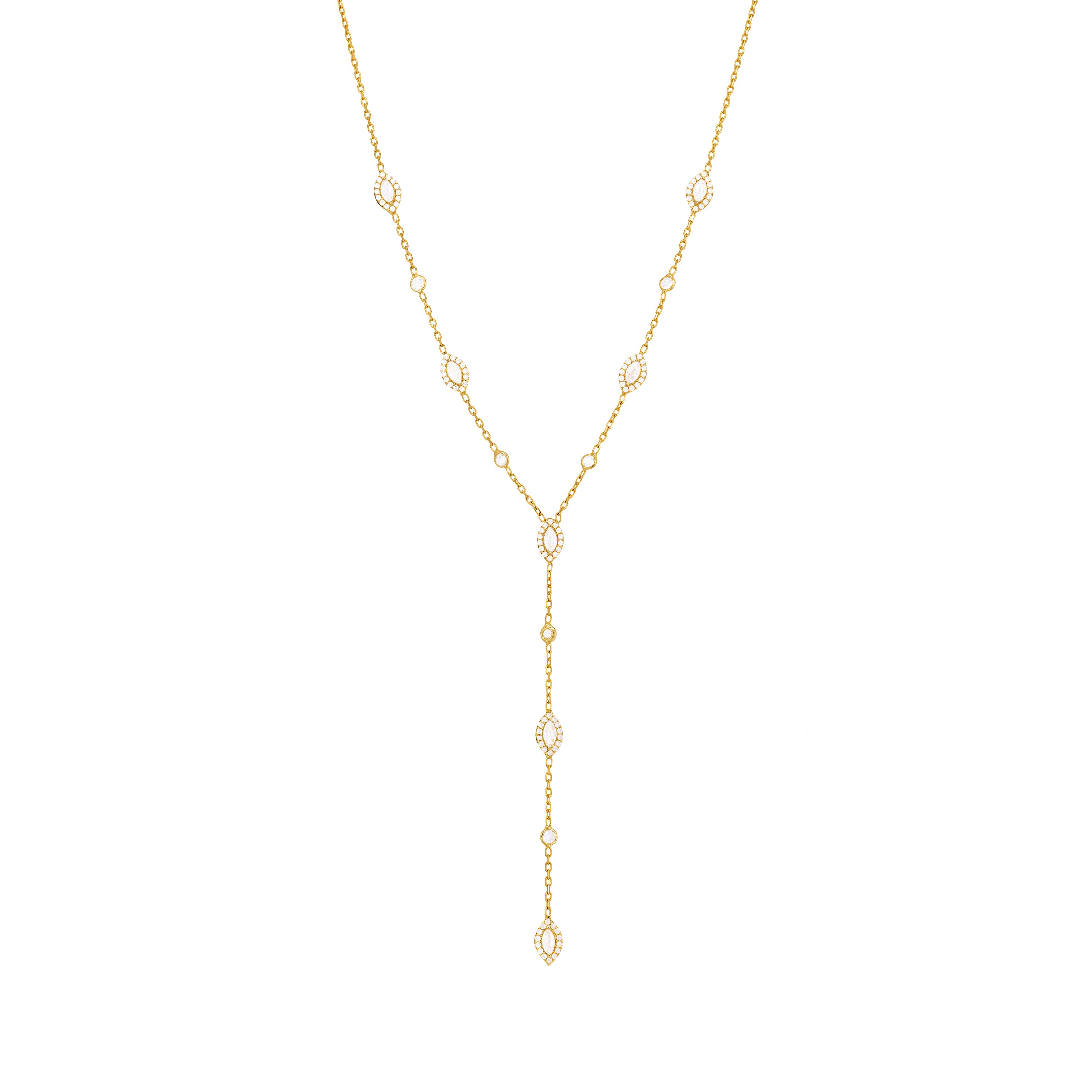 Marquise And Bezel Lariat Chain Choker