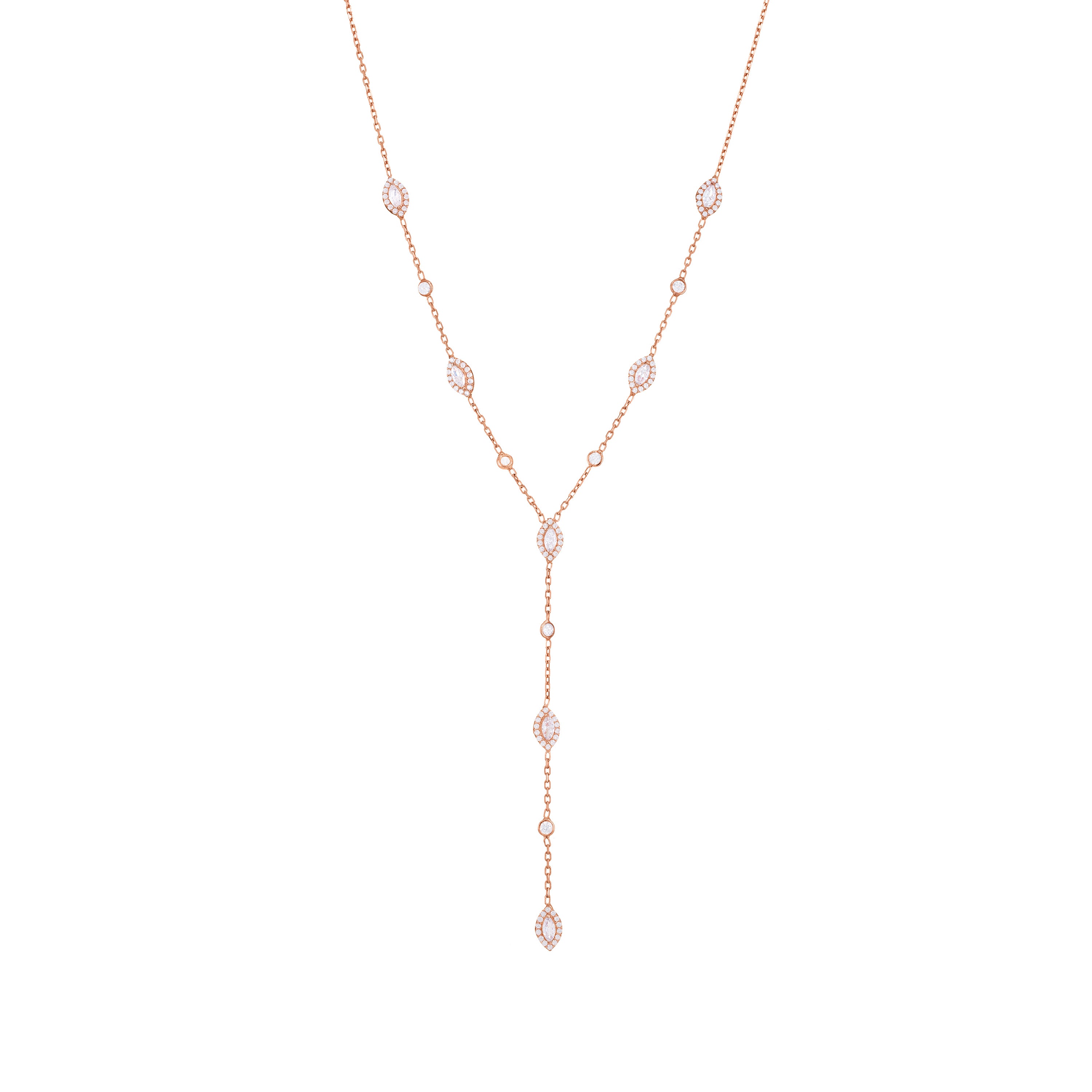 Marquise And Bezel Lariat Chain Choker