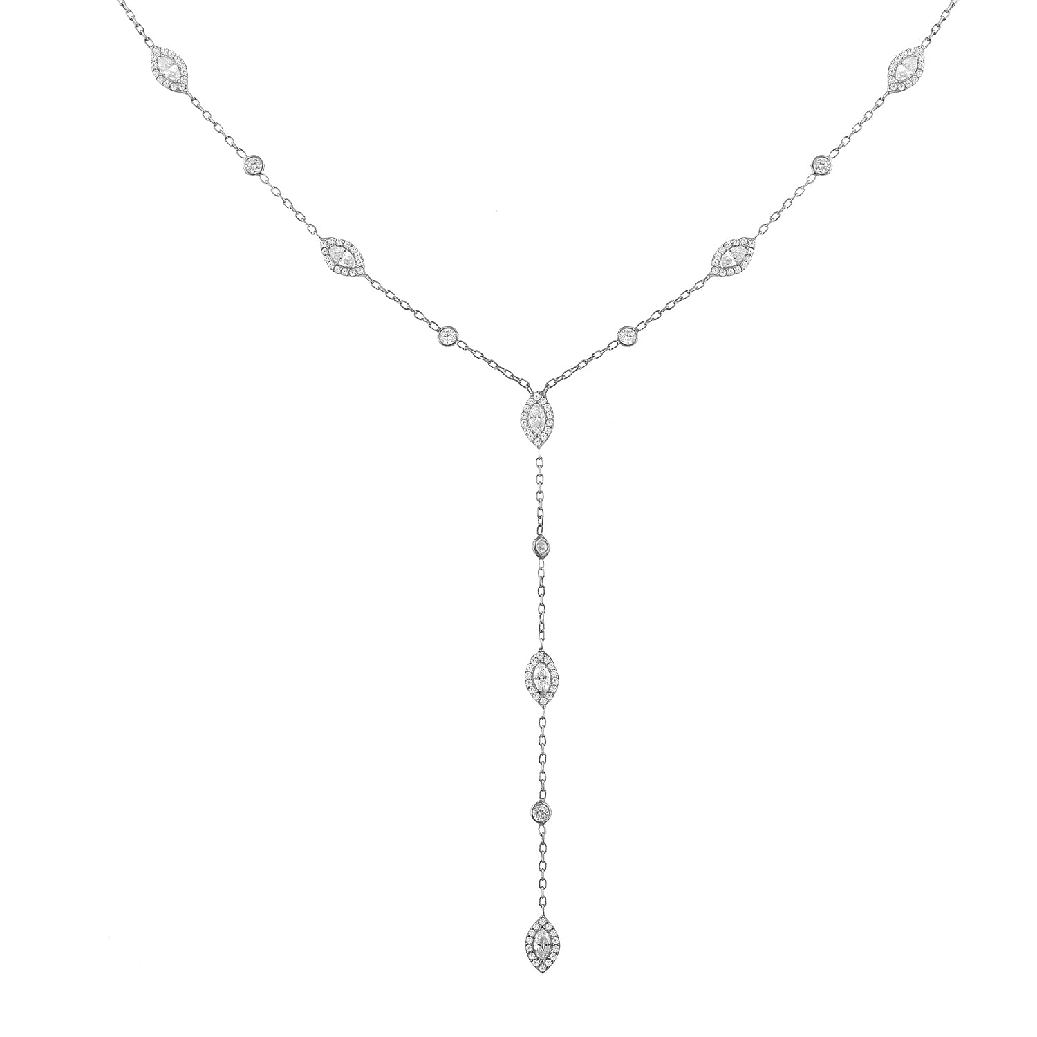 Marquise And Bezel Lariat Chain Choker