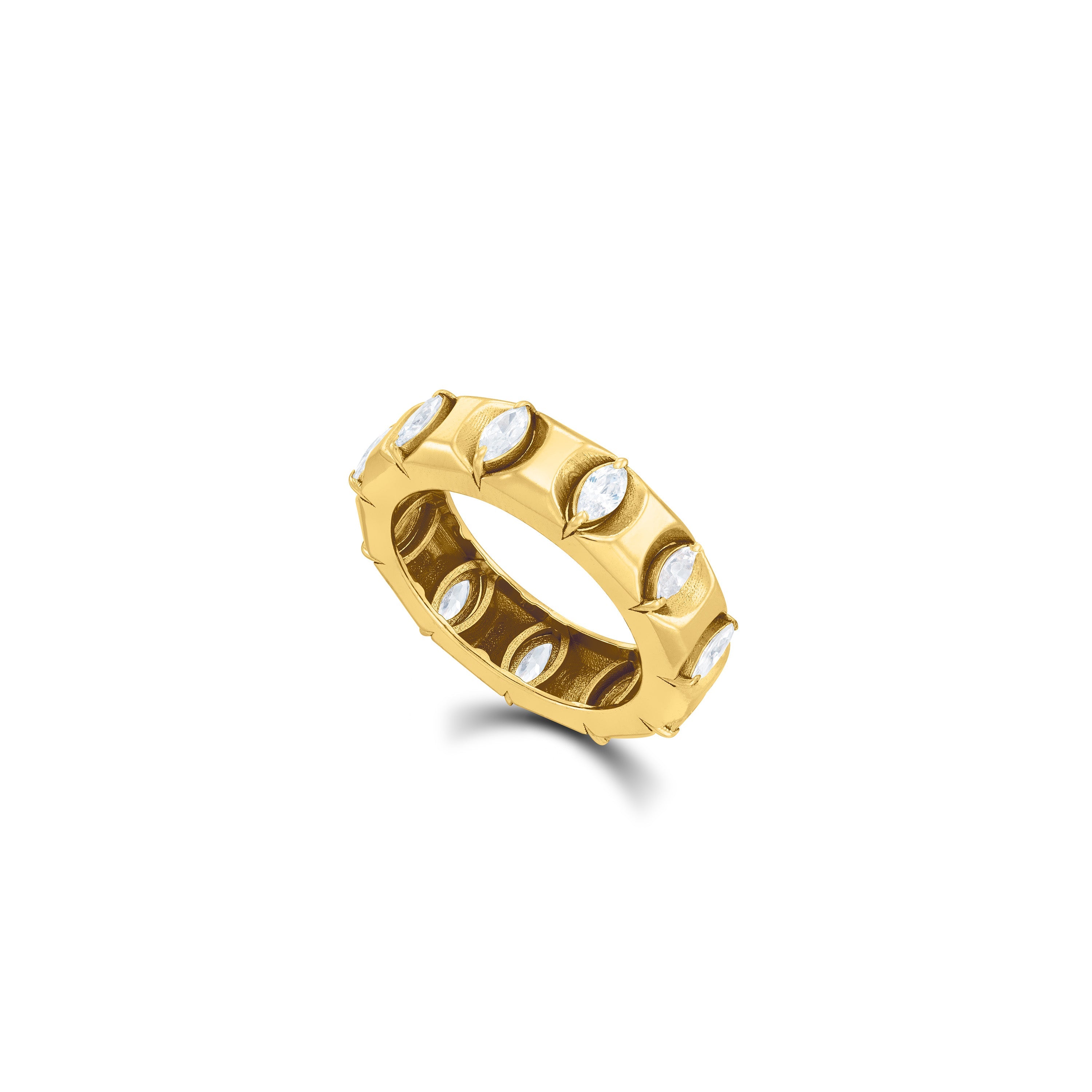 Marquise Cut Cubic Zirconia Band Ring - Gold White