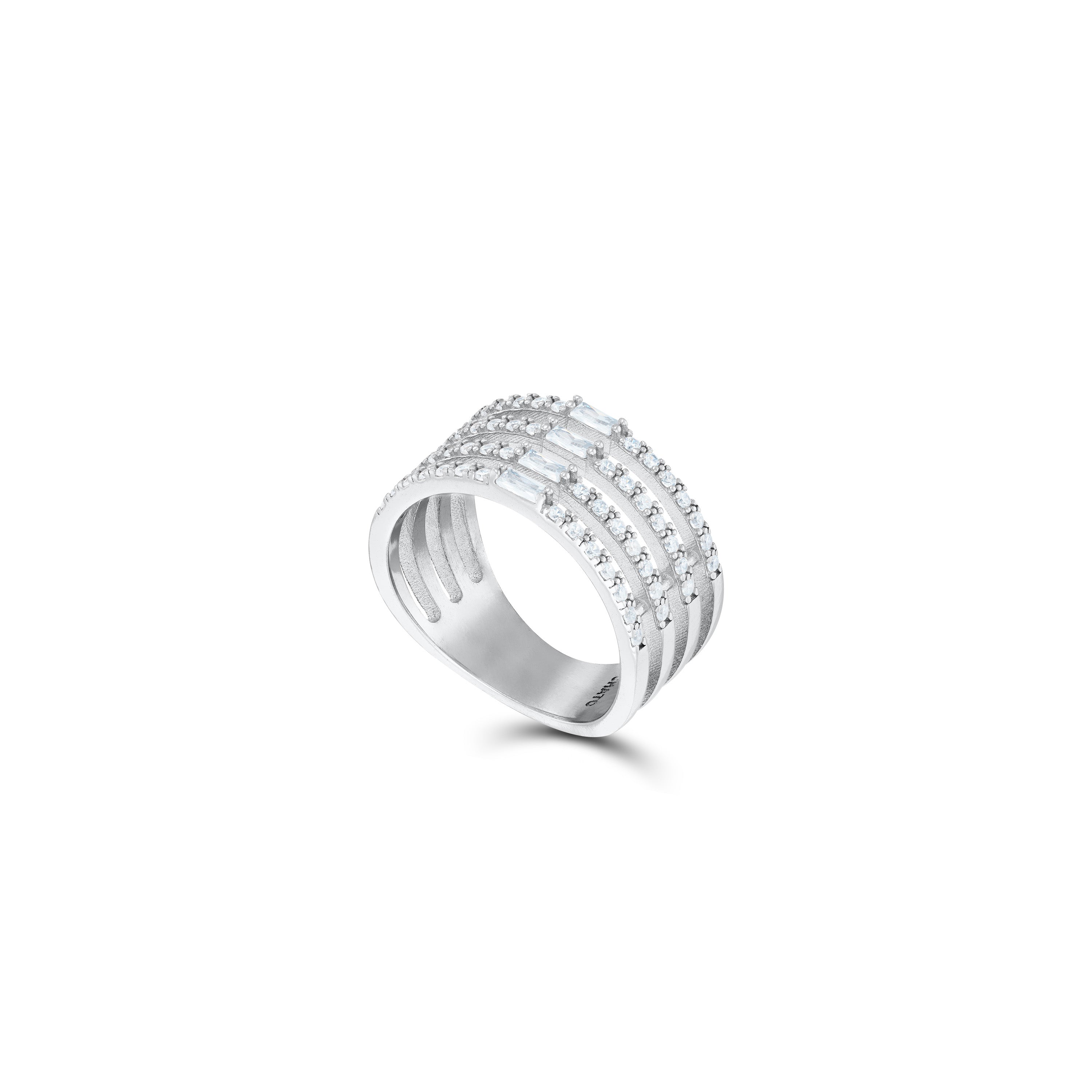Multi Row Centered Baguette Cz Band Ring