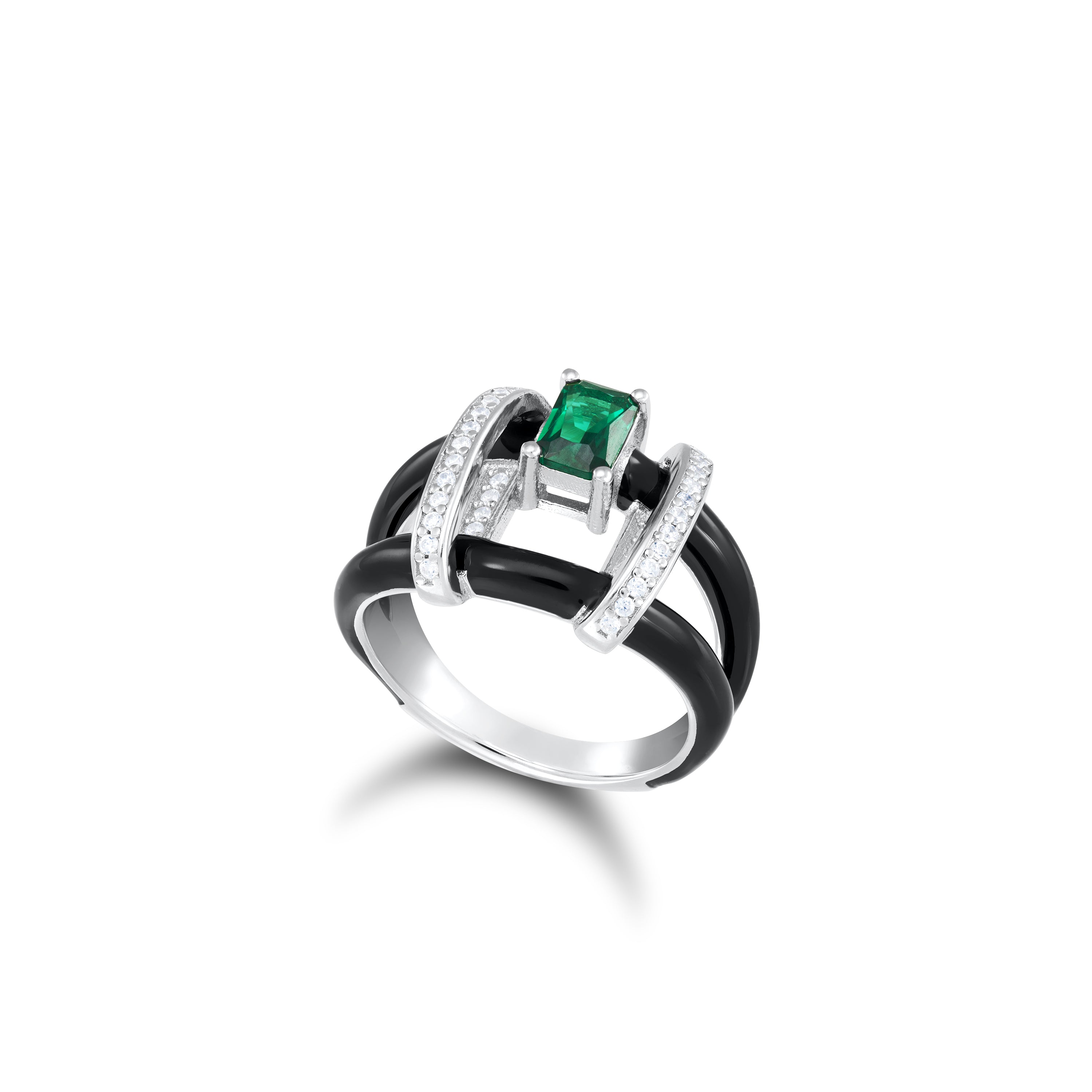Emerald with black lines top