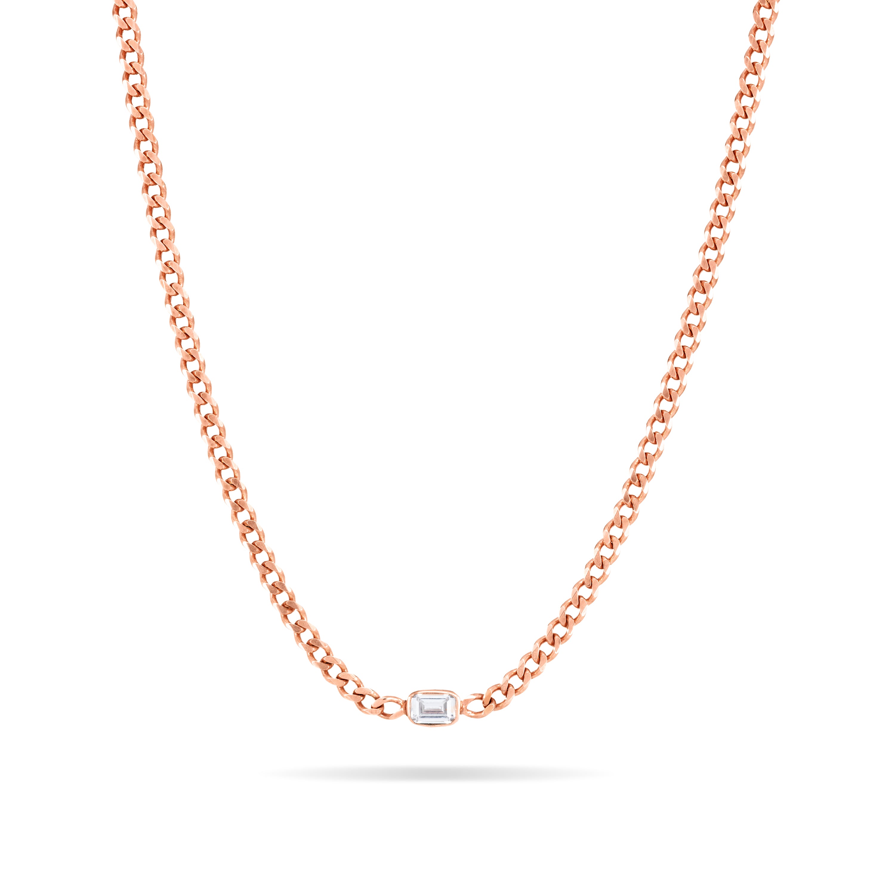 One Baguette Bezel Curb Chain Choker