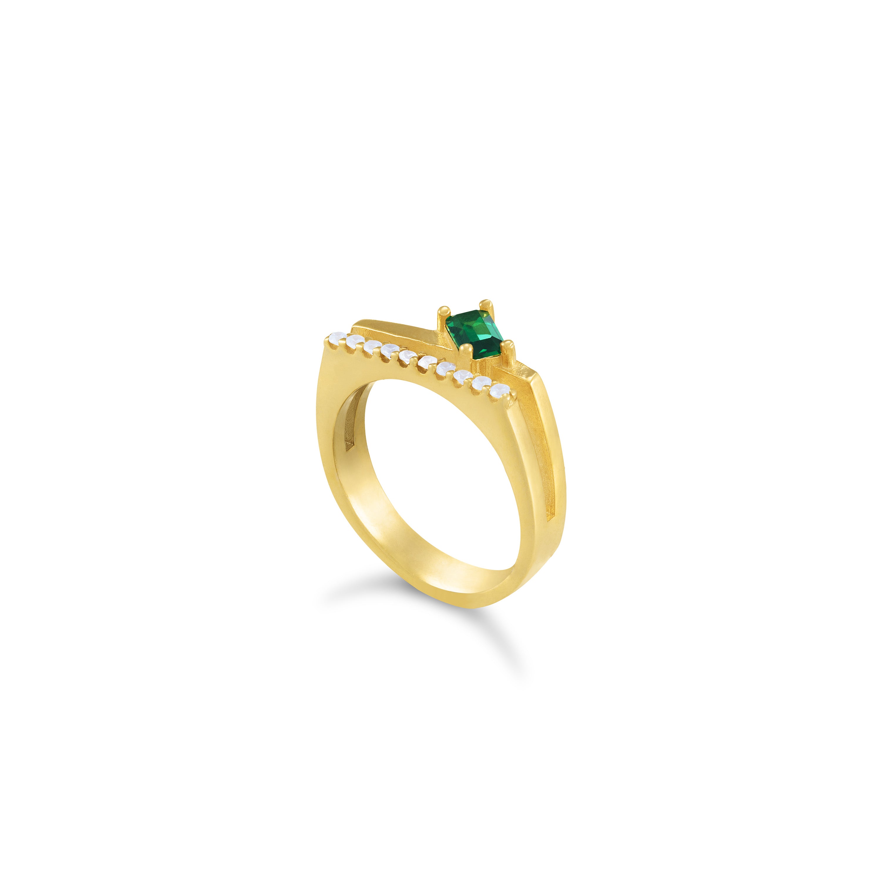 One Baguette Cubic Zirconia Bar Ring