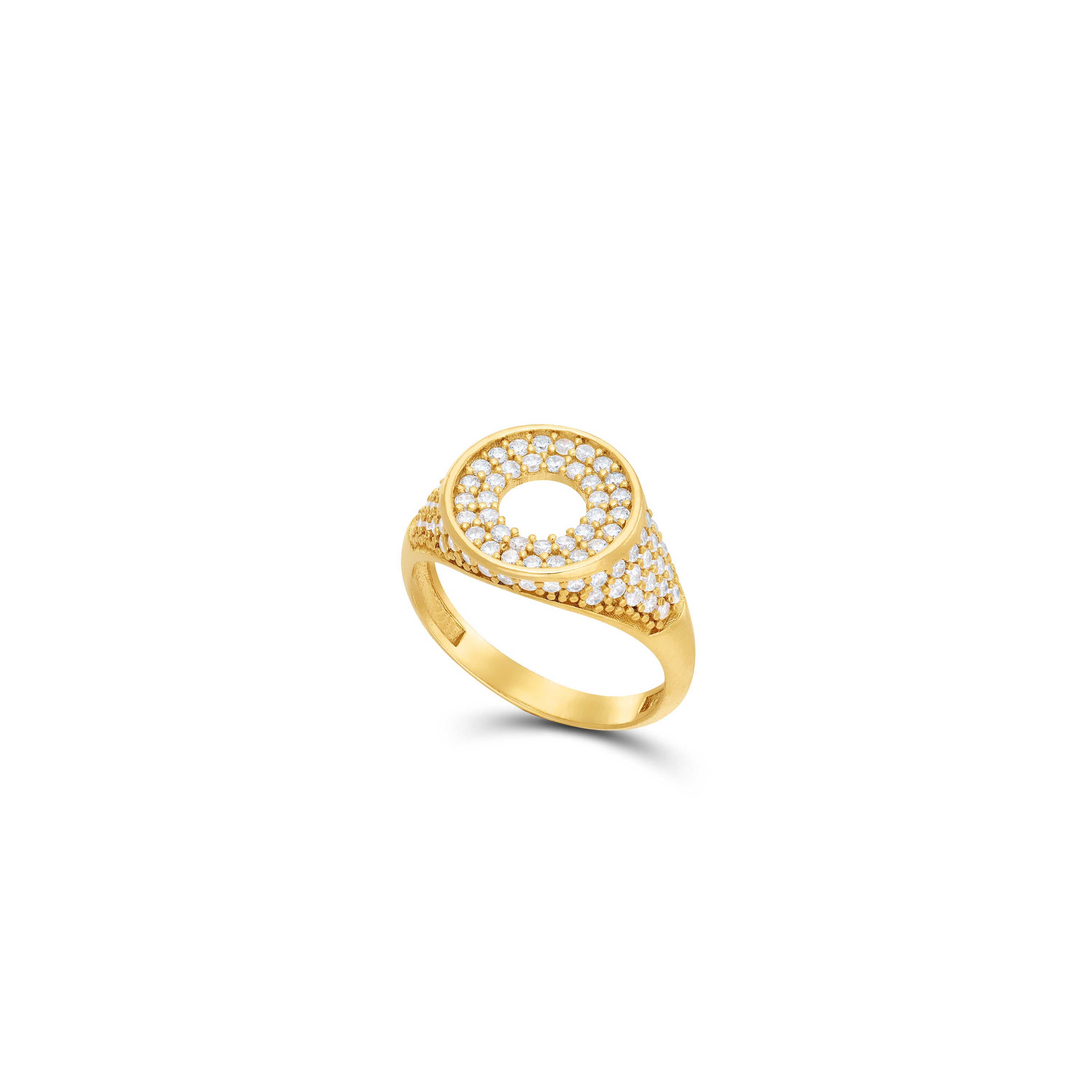 Open Center Pave CZ Pinky Ring - Gold White