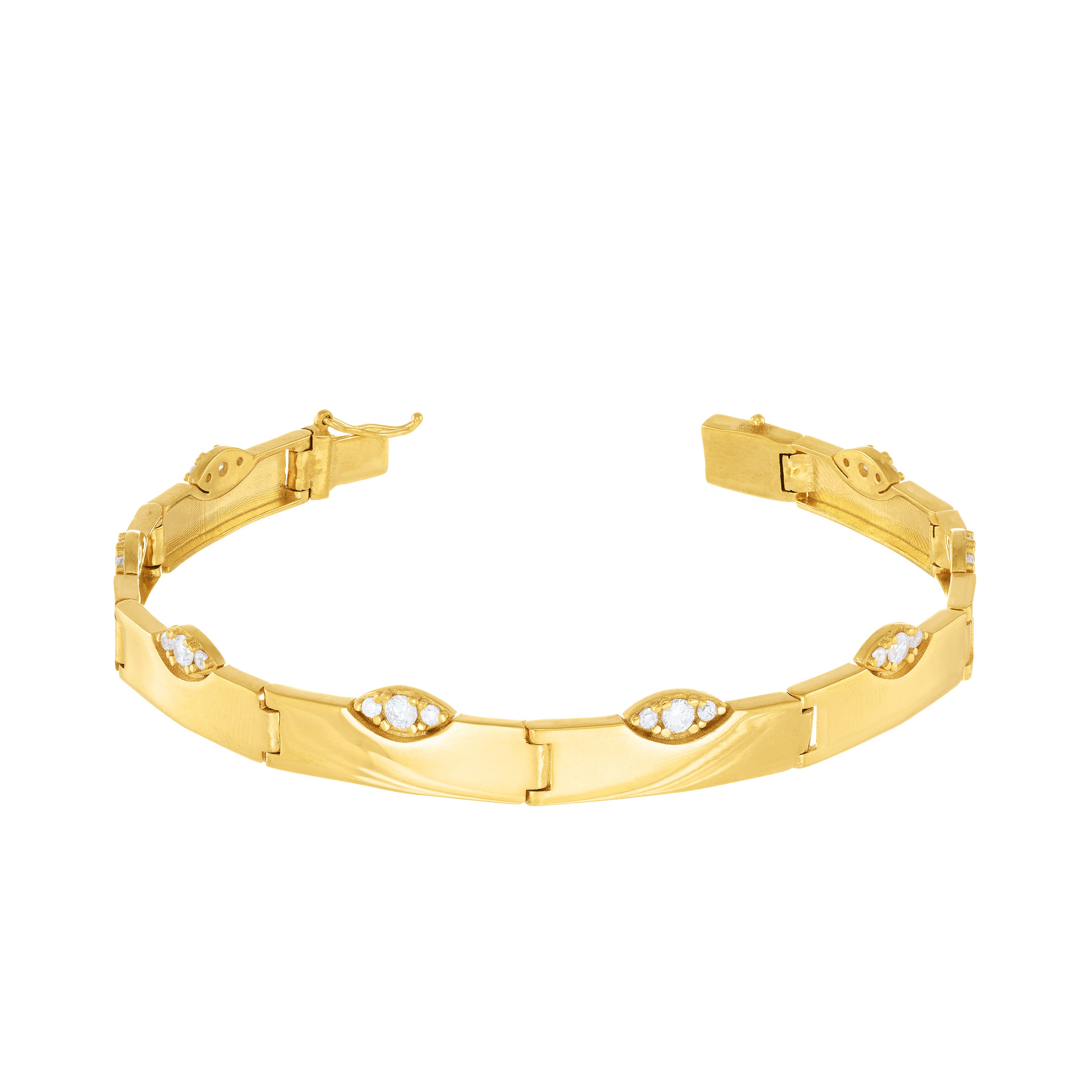 Out Of The Line Marquise Illusion Wide Band Bracelet - Gold White