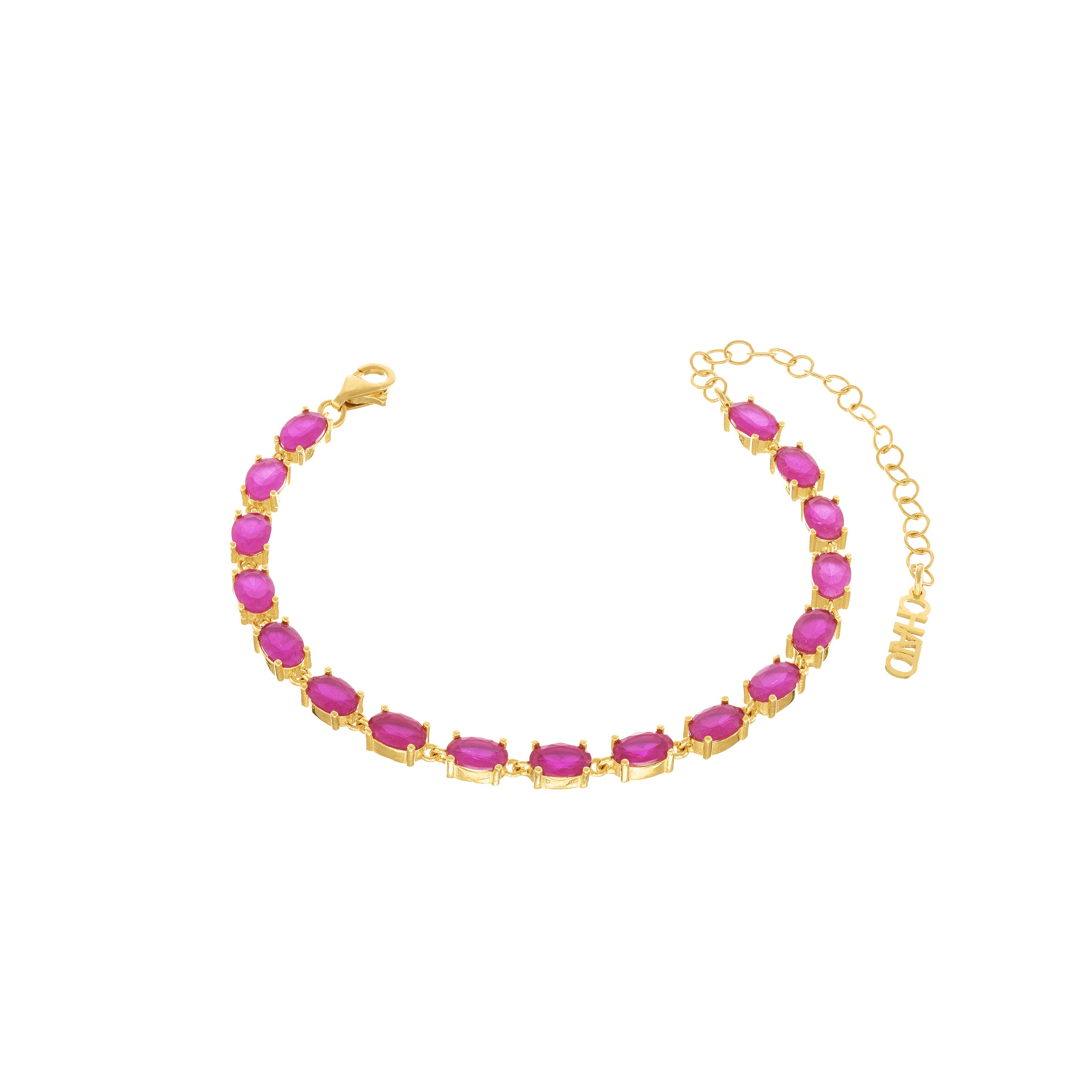 Oval Eternity Bracelet - Gold Ruby