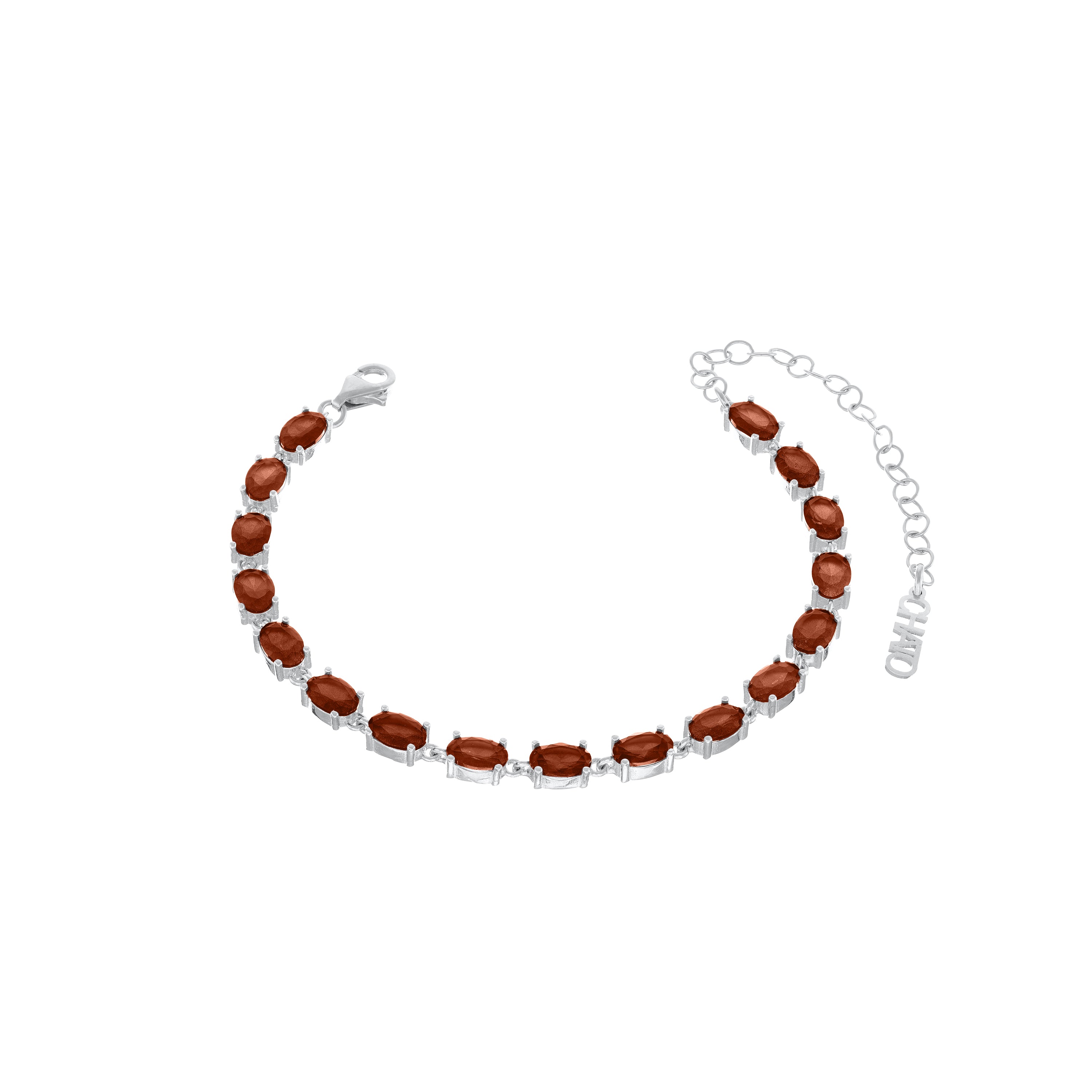Oval Eternity Bracelet - Silver Brown