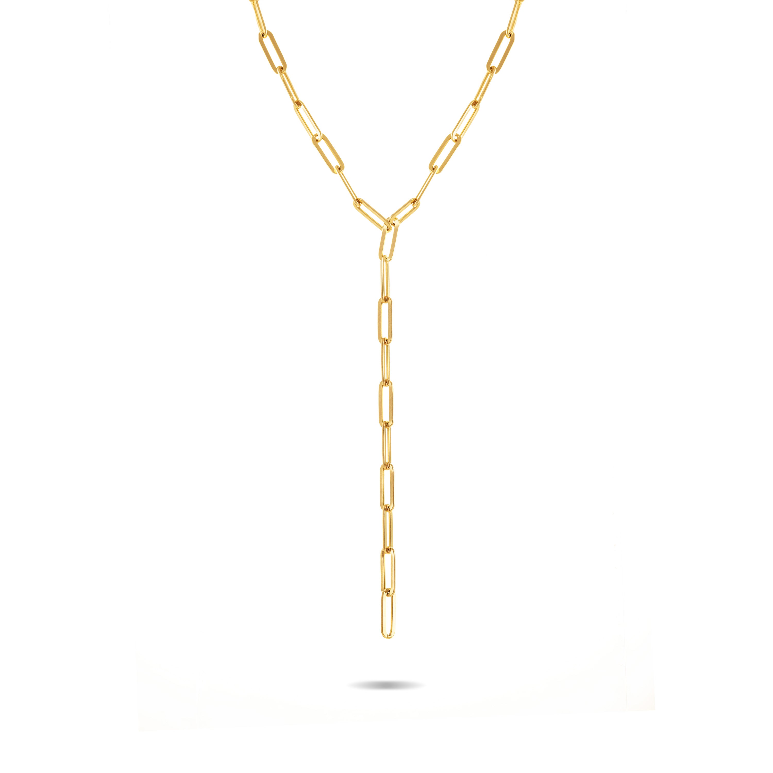 Paperclip Chain Lariat Necklace