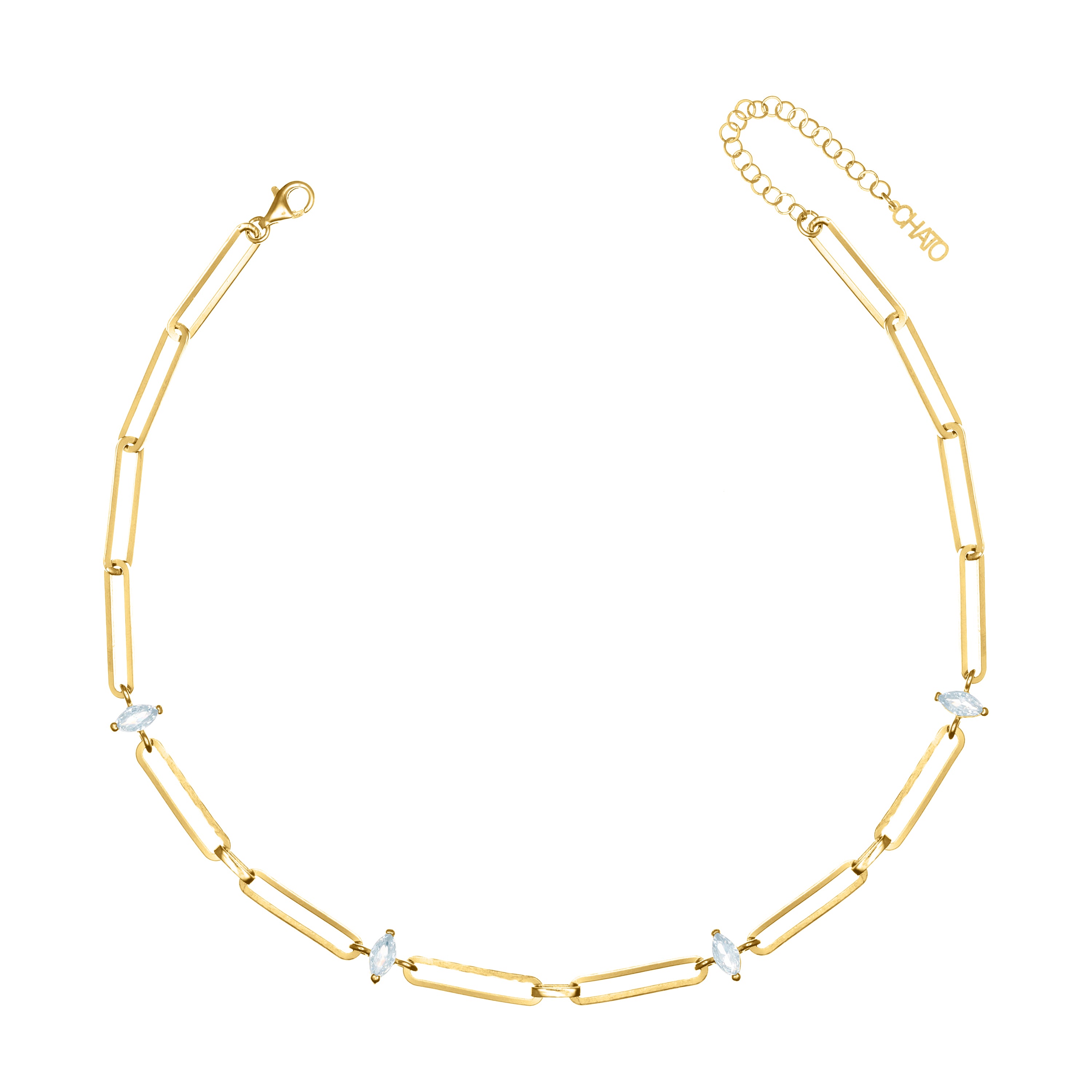 Paperclip With Marquise Zirconia Choker