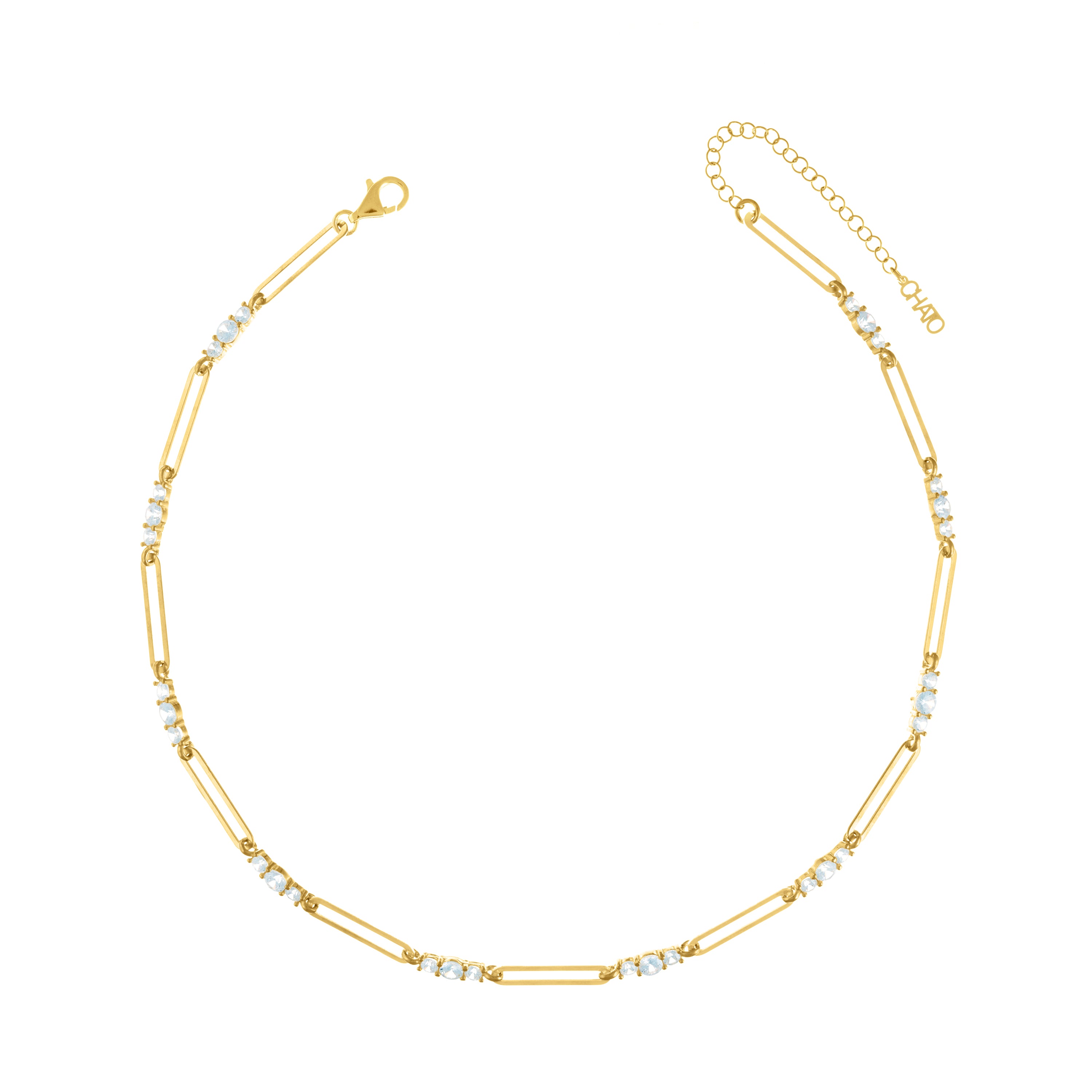 Paperclip With Three Dots Choker - Gold White