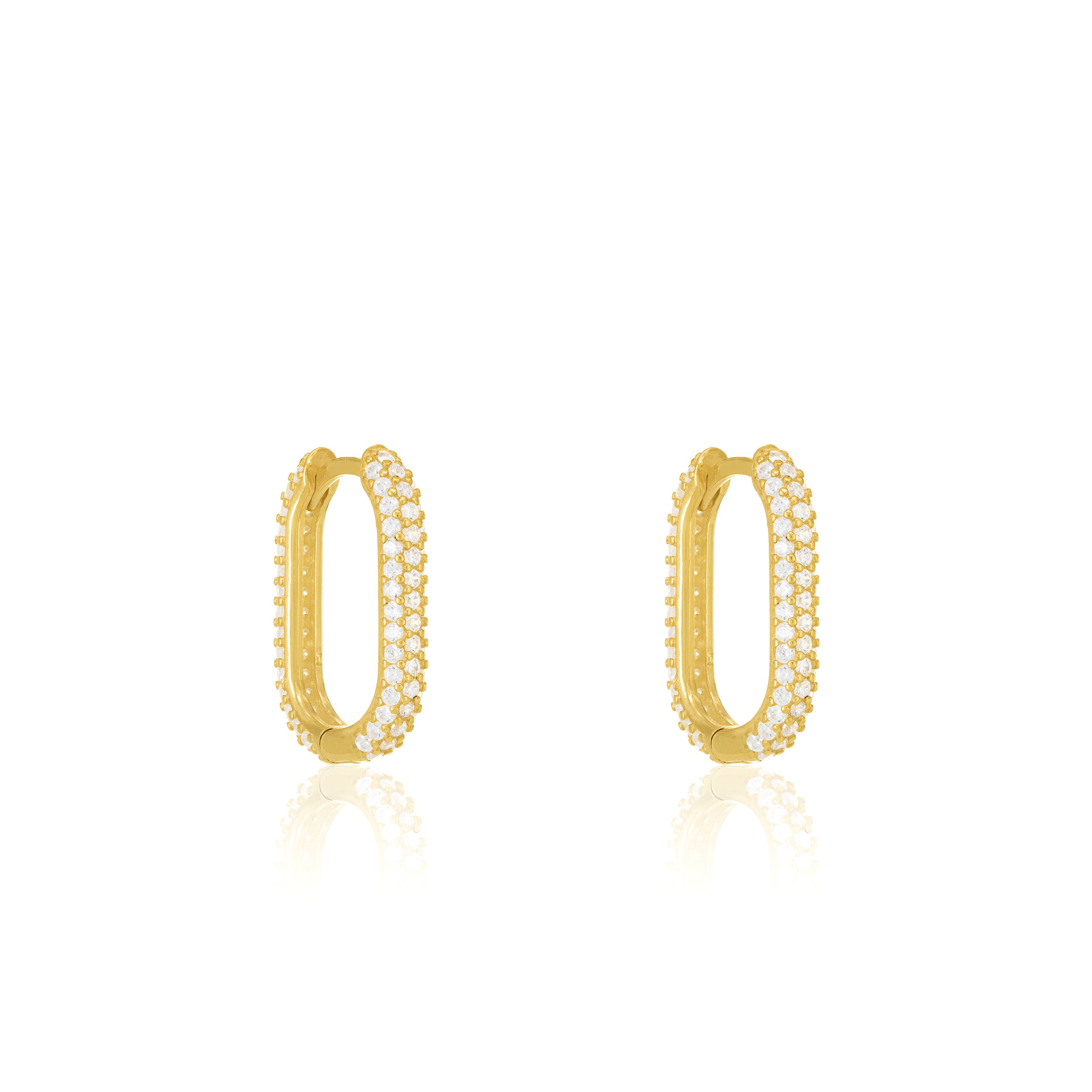 Pave Oval Huggie Hoop Earrings