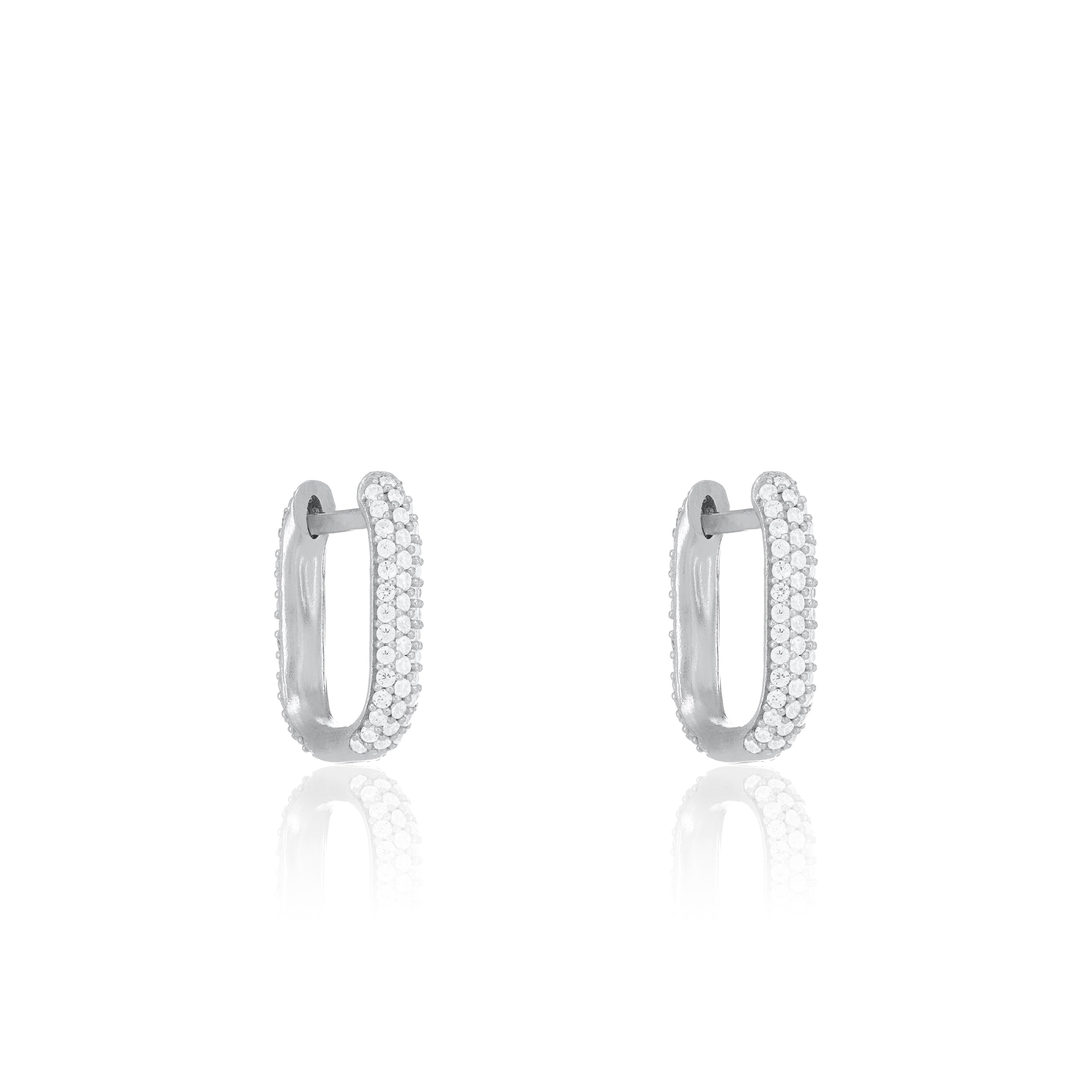 U-Shaped Pave Paperclip Hoop Earrings