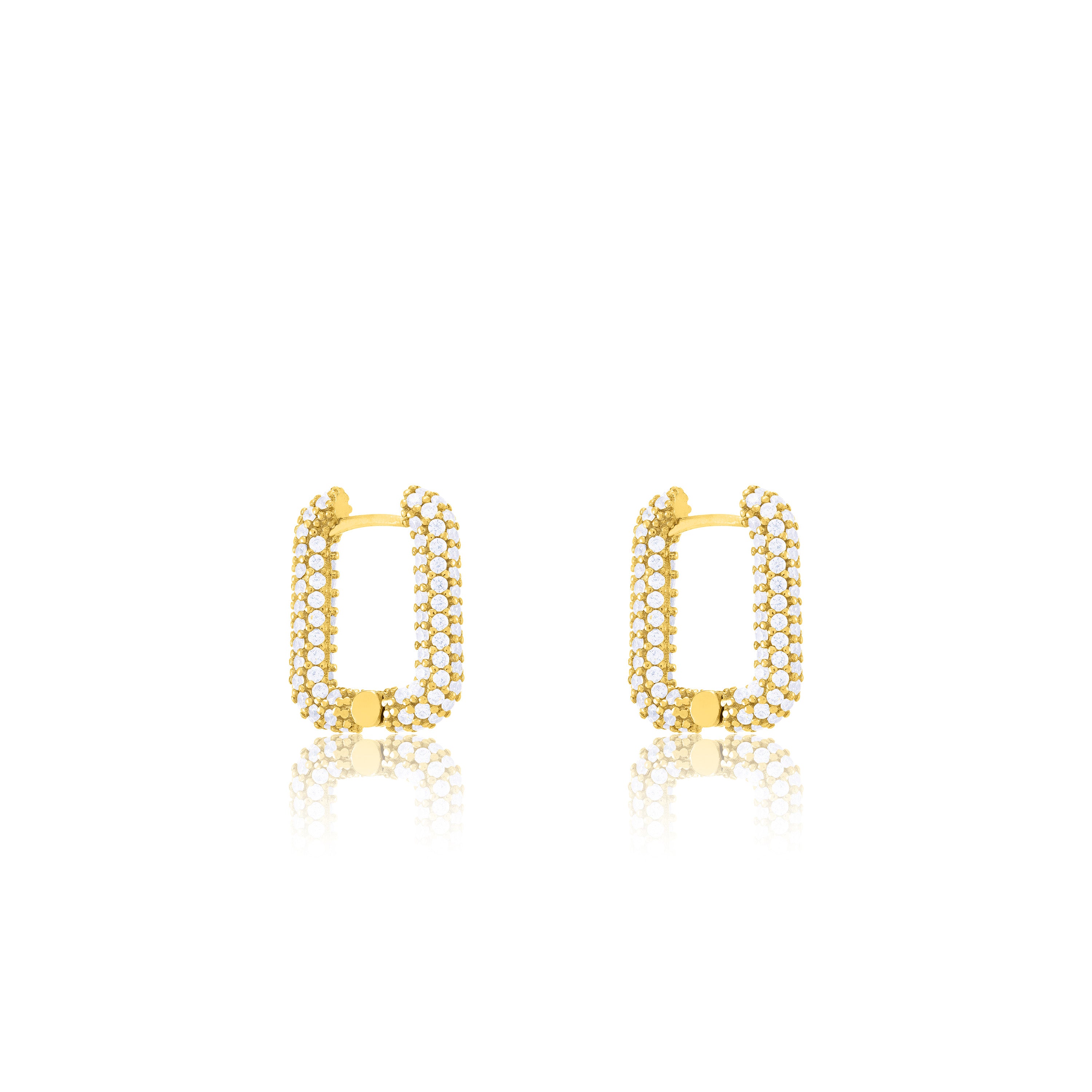 Pave Rectangular Hoop Earrings