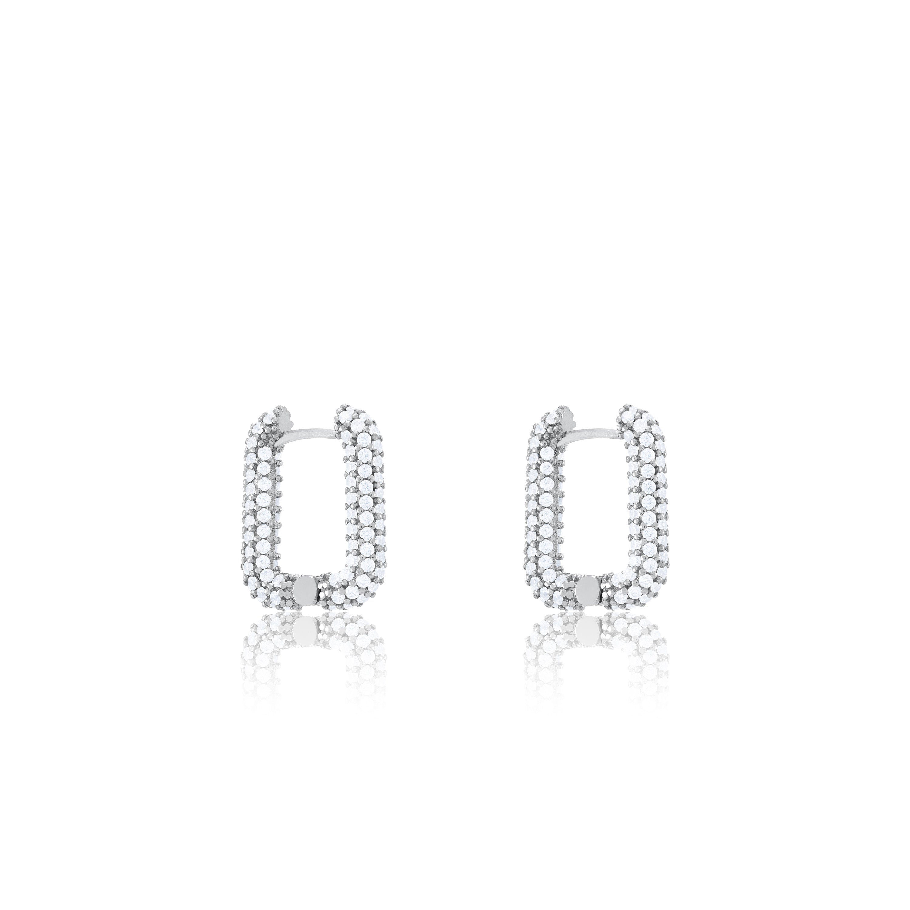 Pave Rectangular Hoop Earrings