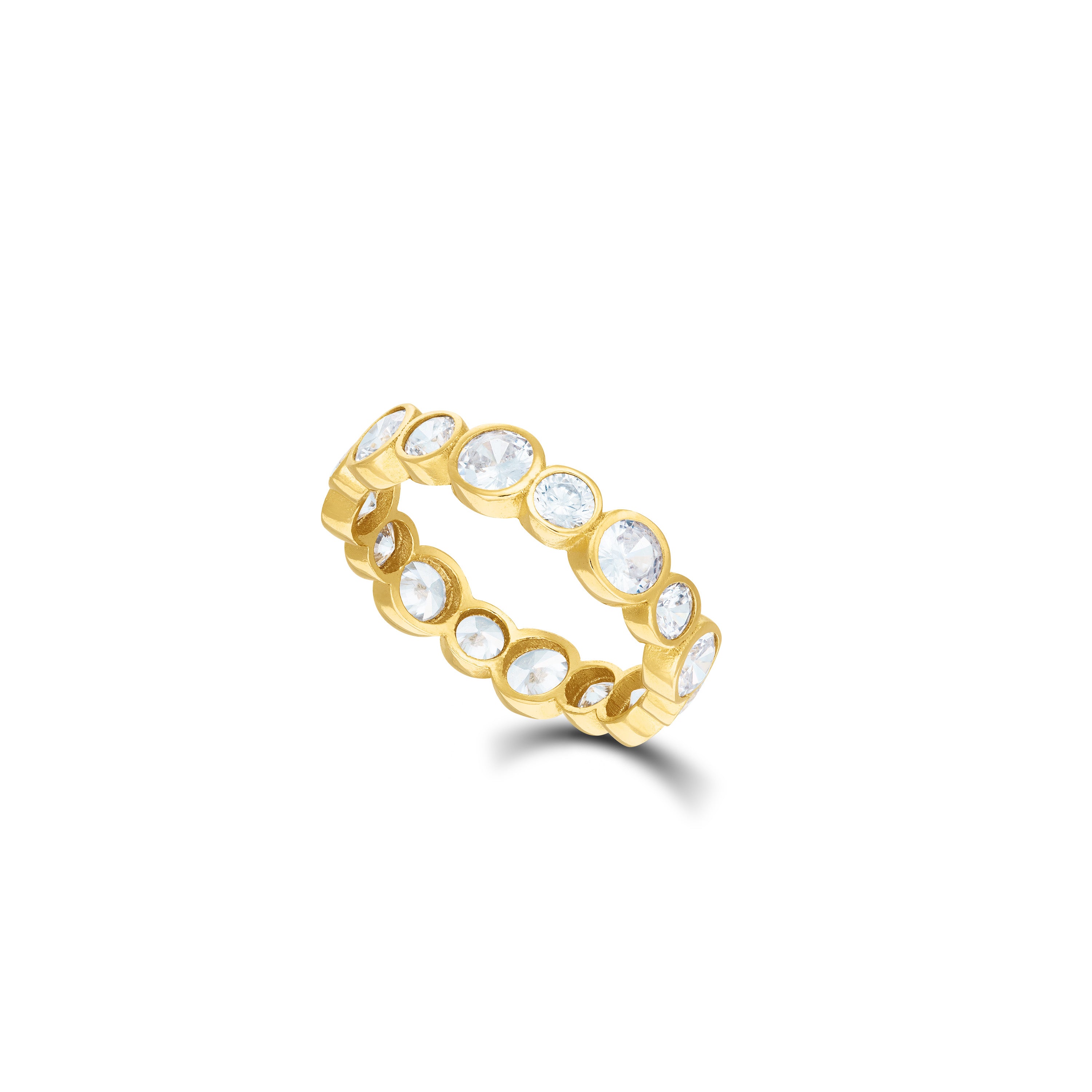 Round Cut Cz Bezel Eternity Ring - Gold White