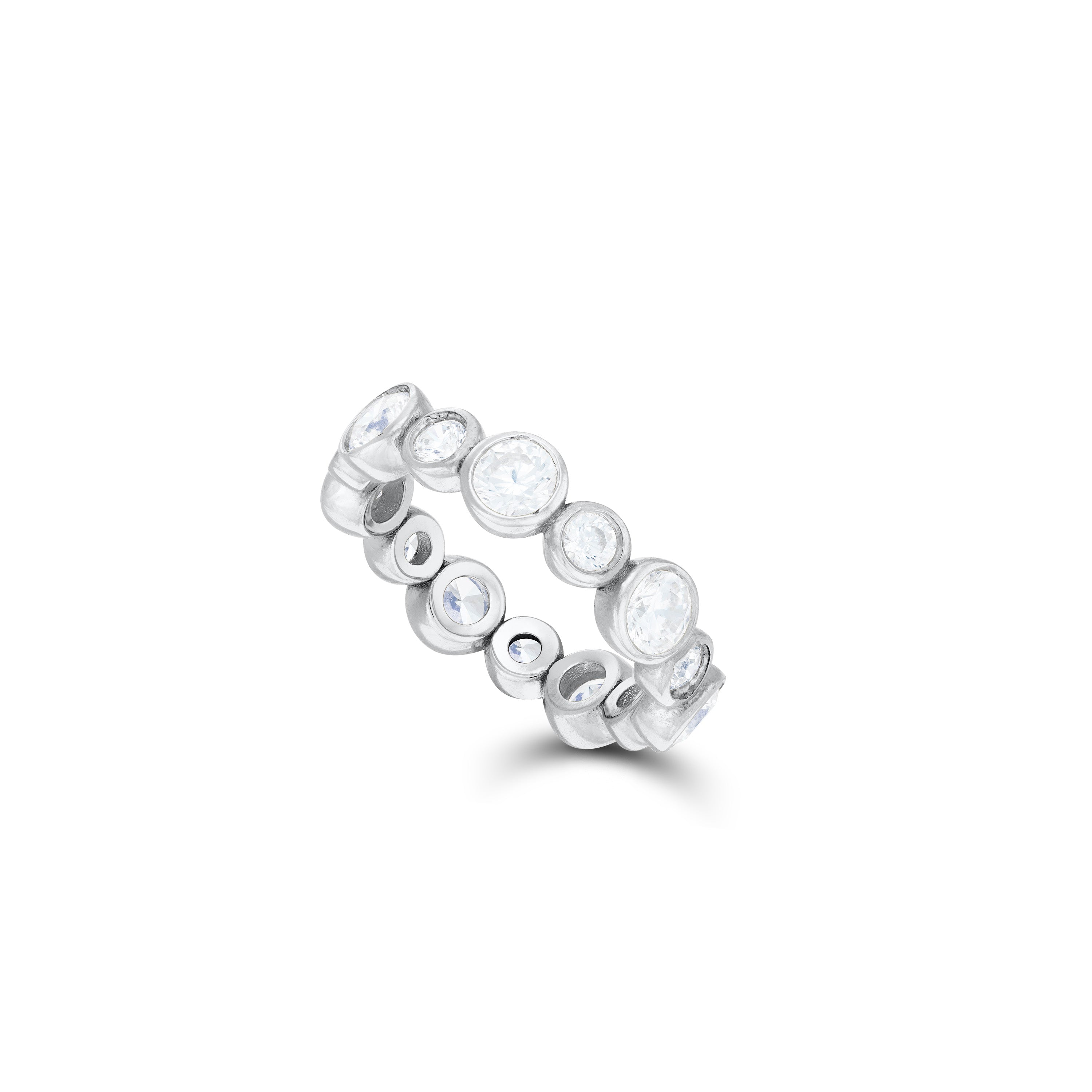 Round Cut Cz Bezel Eternity Ring - Silver White