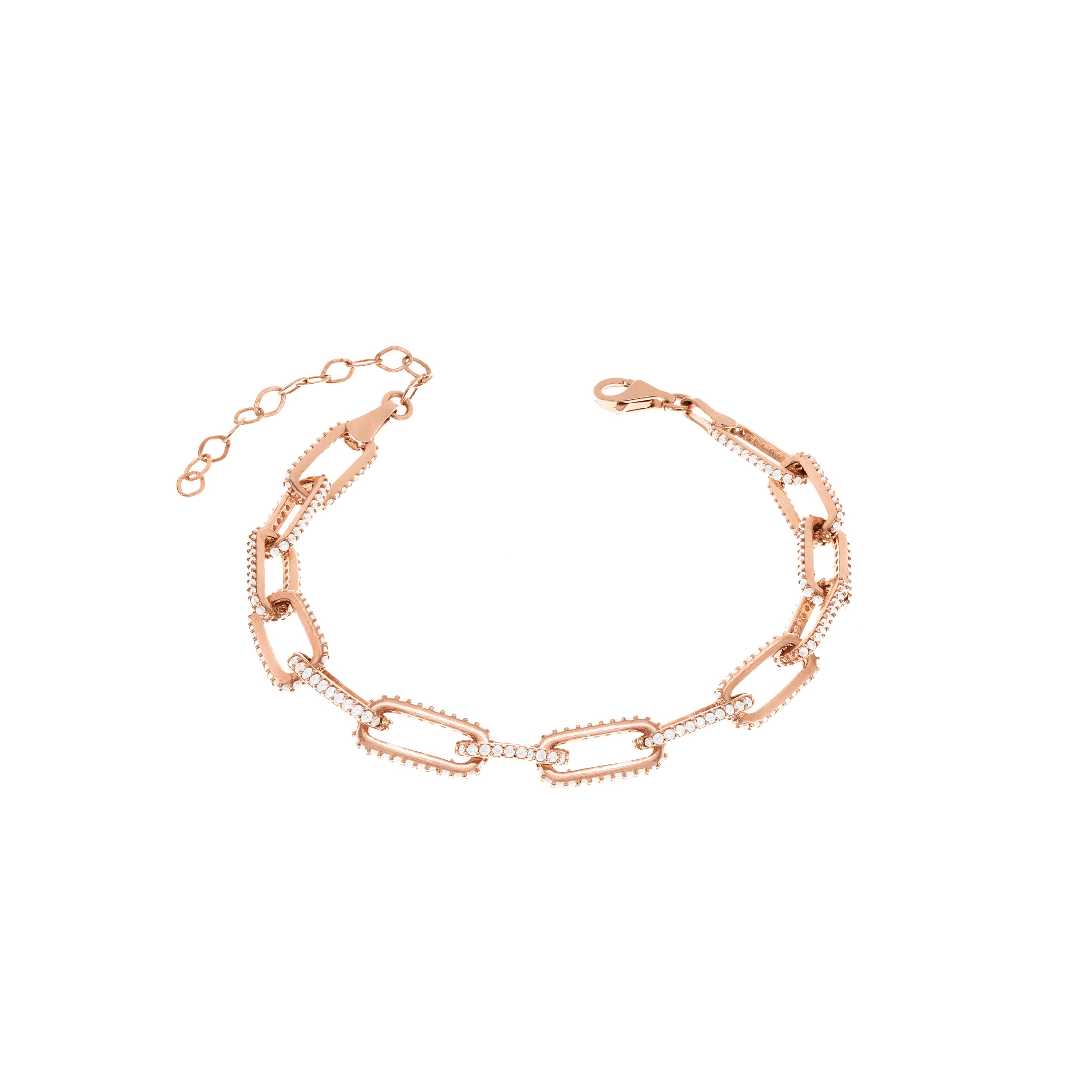 Side Pave Paperclip Link Bracelet