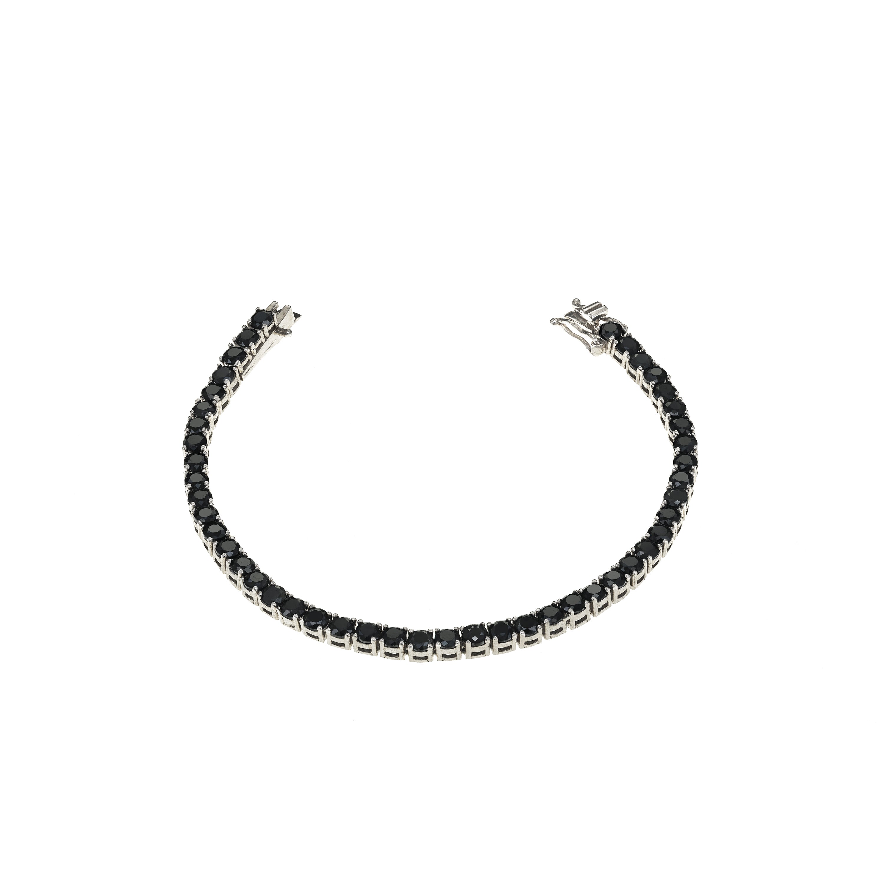 Tennis Bracelet With Box Clasp - Black