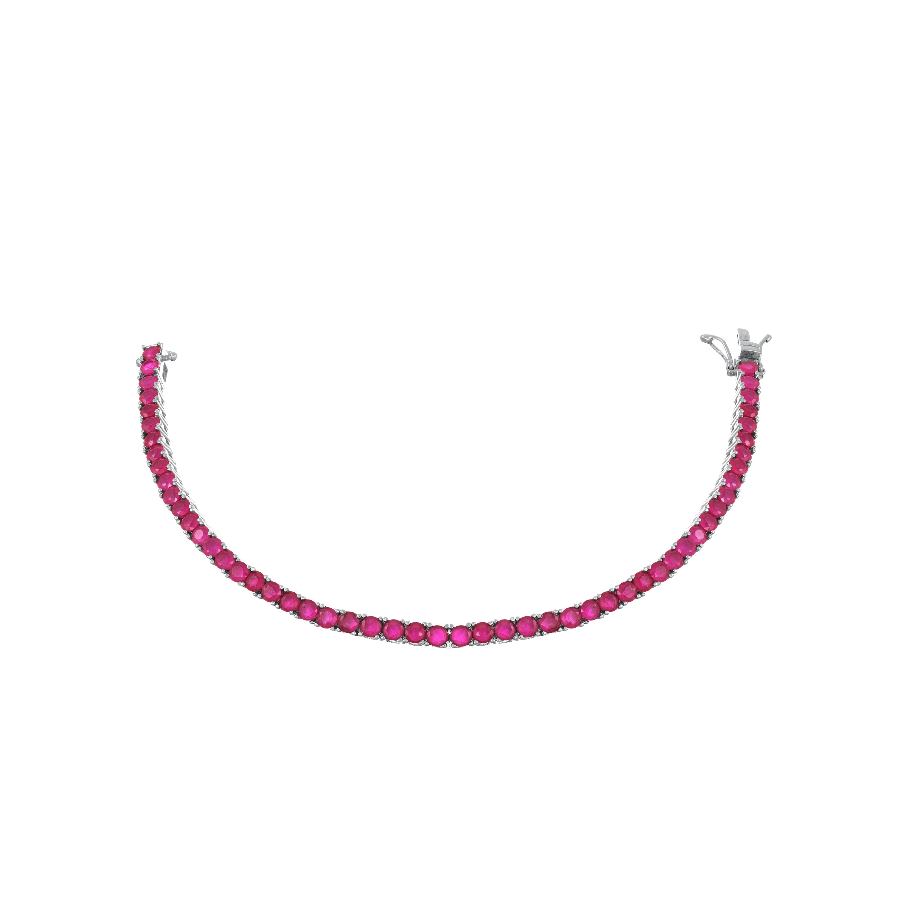 Tennis Bracelet With Box Clasp - Colored