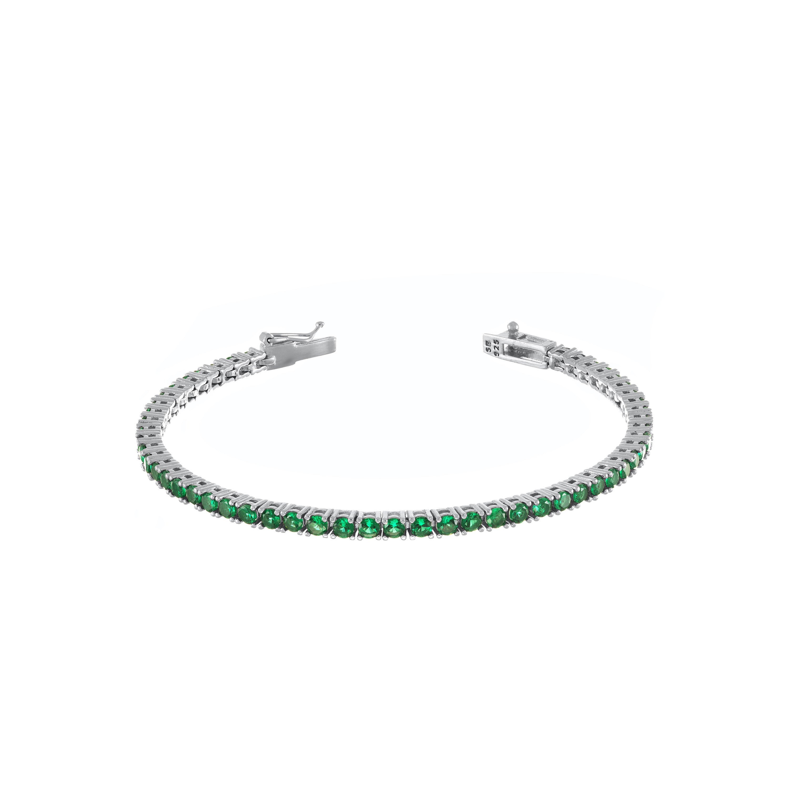 Tennis Bracelet With Box Clasp - Colored