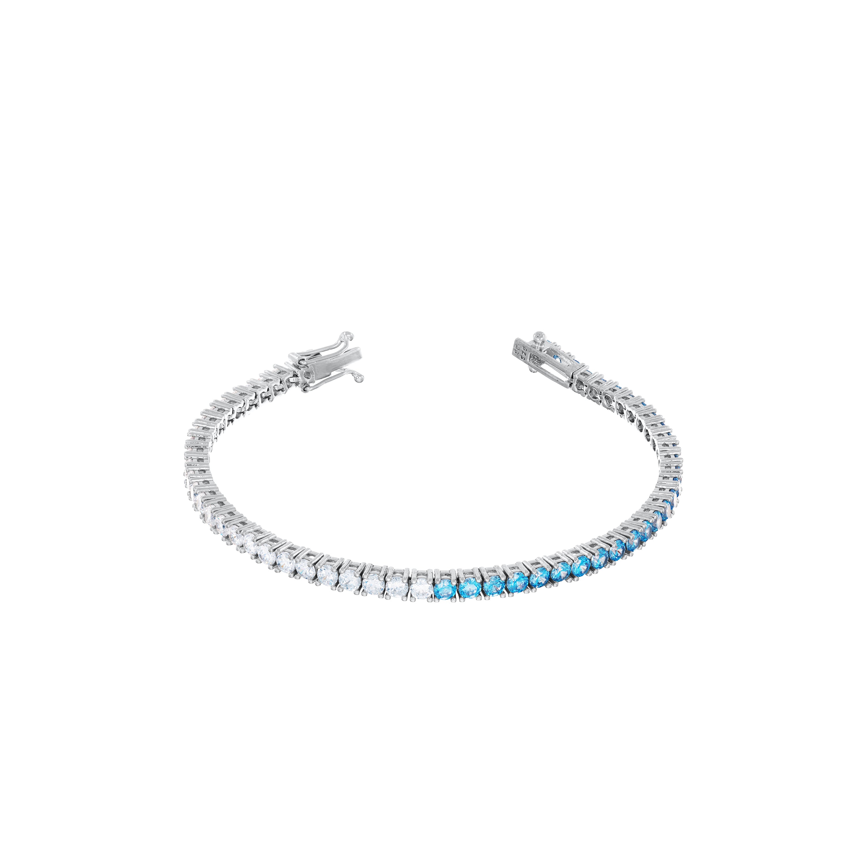 Tennis Bracelet With Box Clasp - Half Half