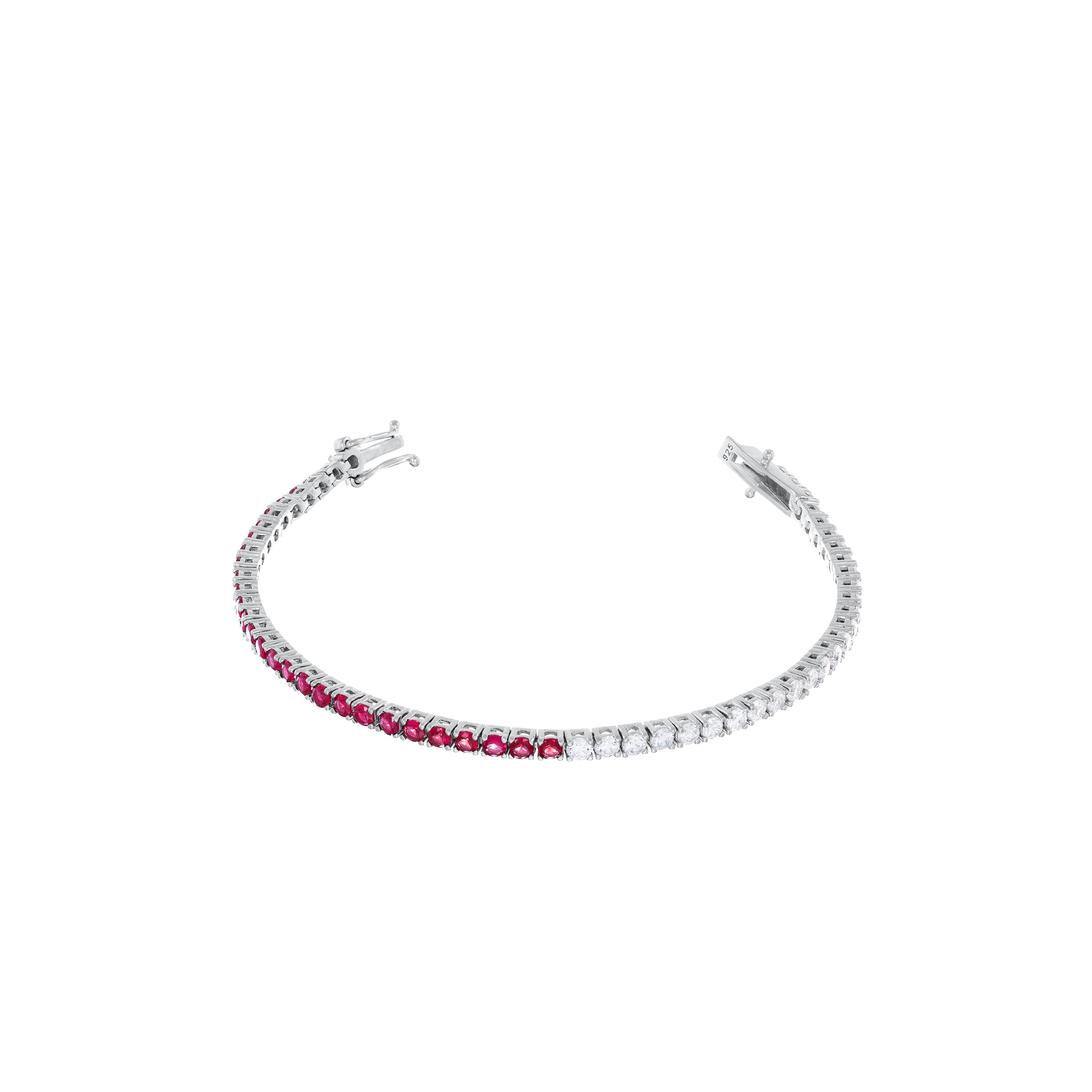 Tennis Bracelet With Box Clasp - Half Half