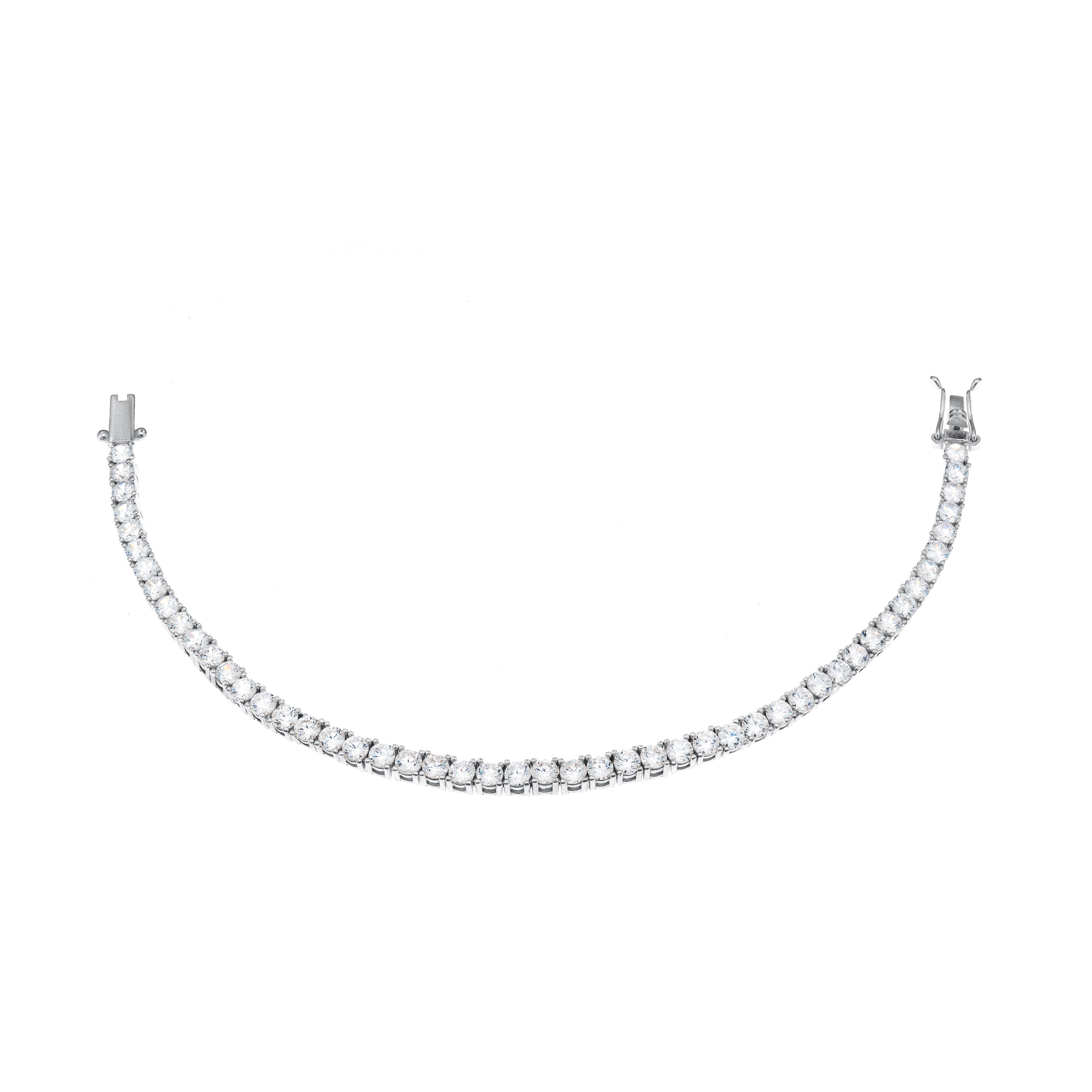 Tennis Bracelet With Box Clasp - White