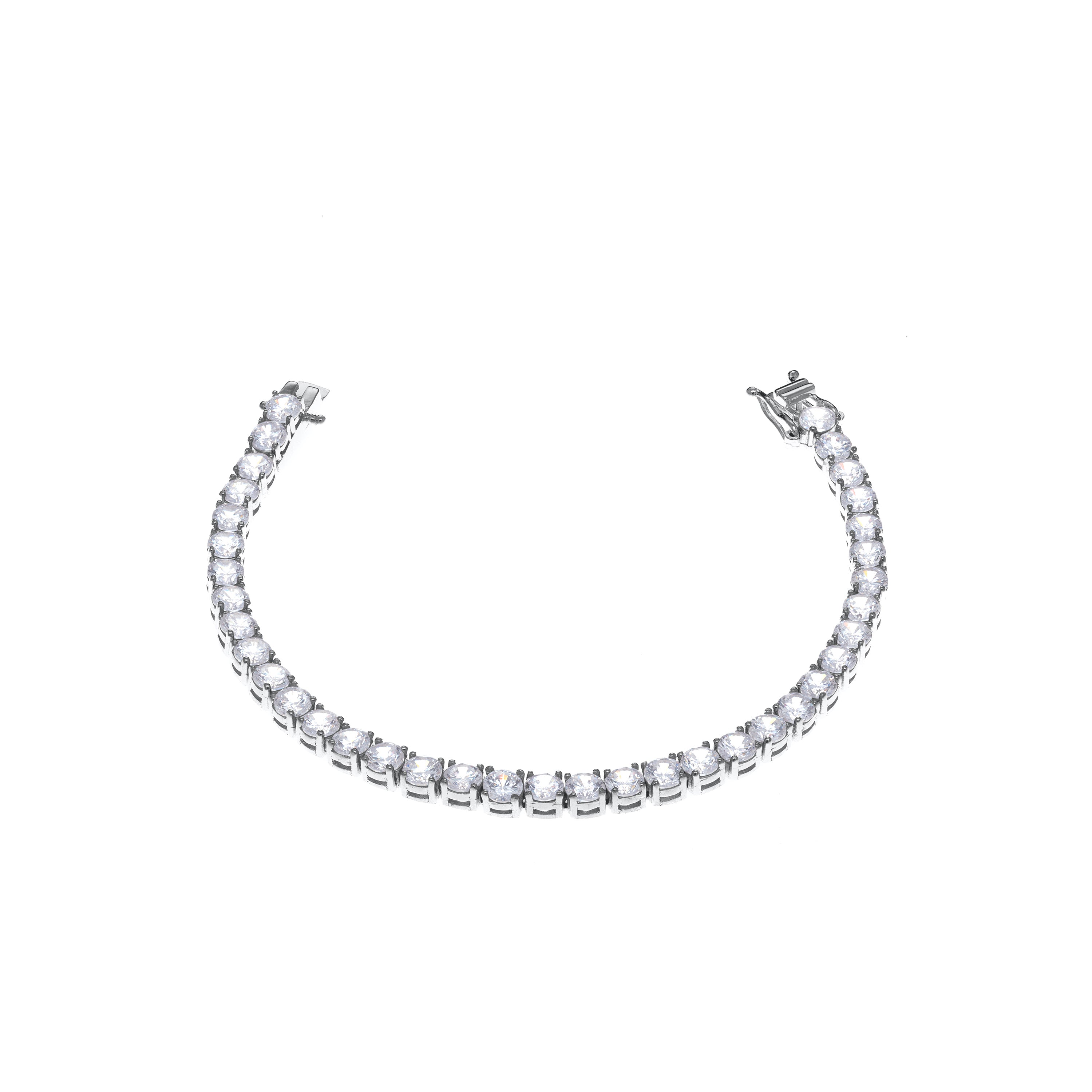 Tennis Bracelet With Box Clasp - White