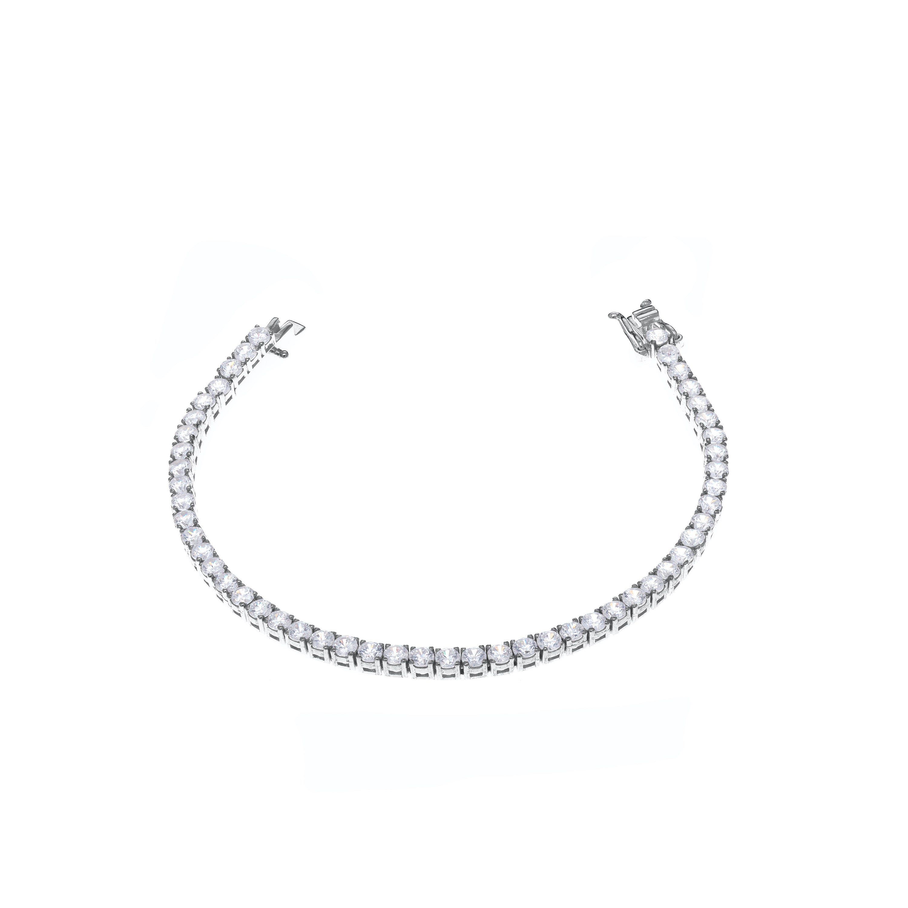 Tennis Bracelet With Box Clasp - White