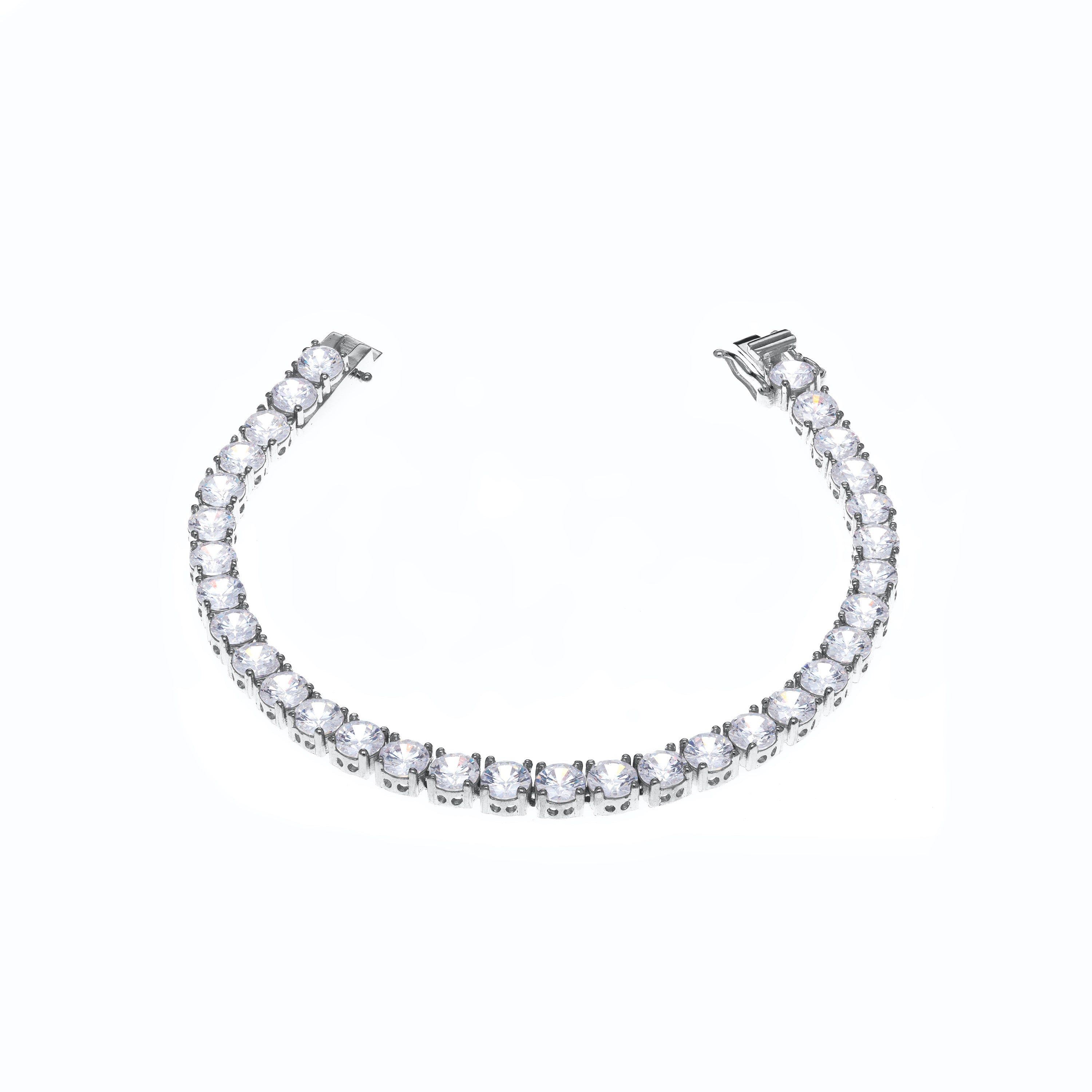 Tennis Bracelet With Box Clasp - White