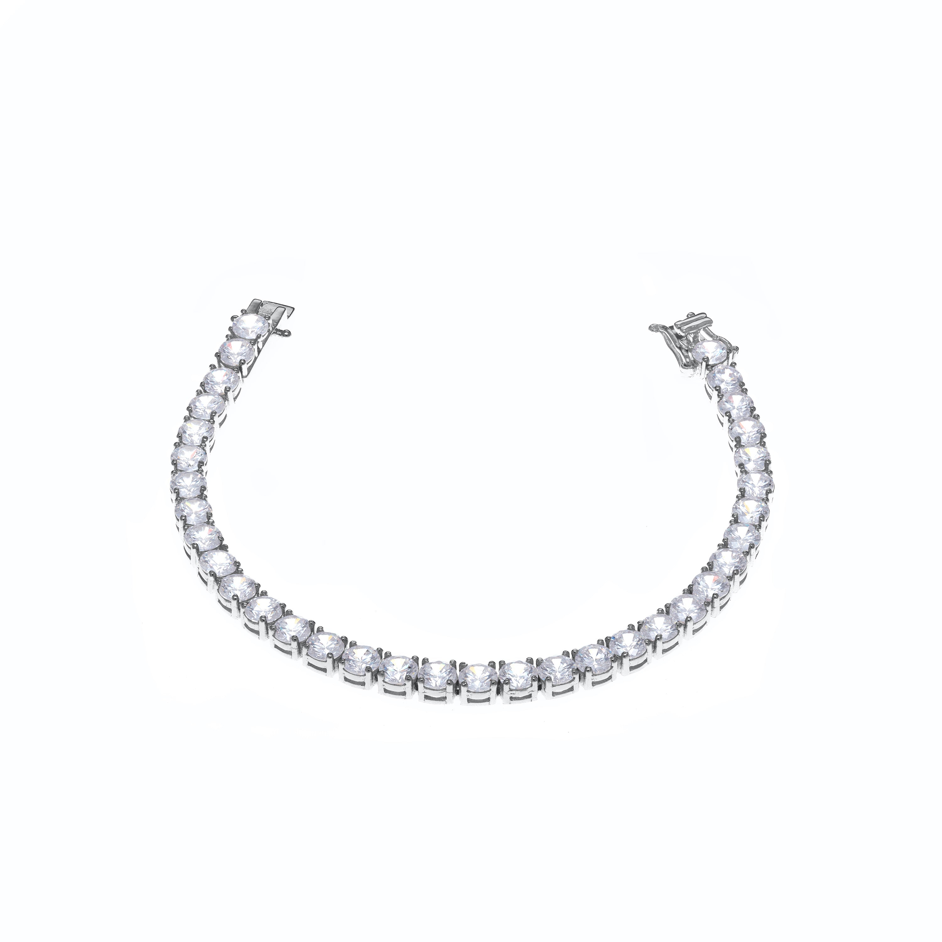 Tennis Bracelet With Box Clasp - White