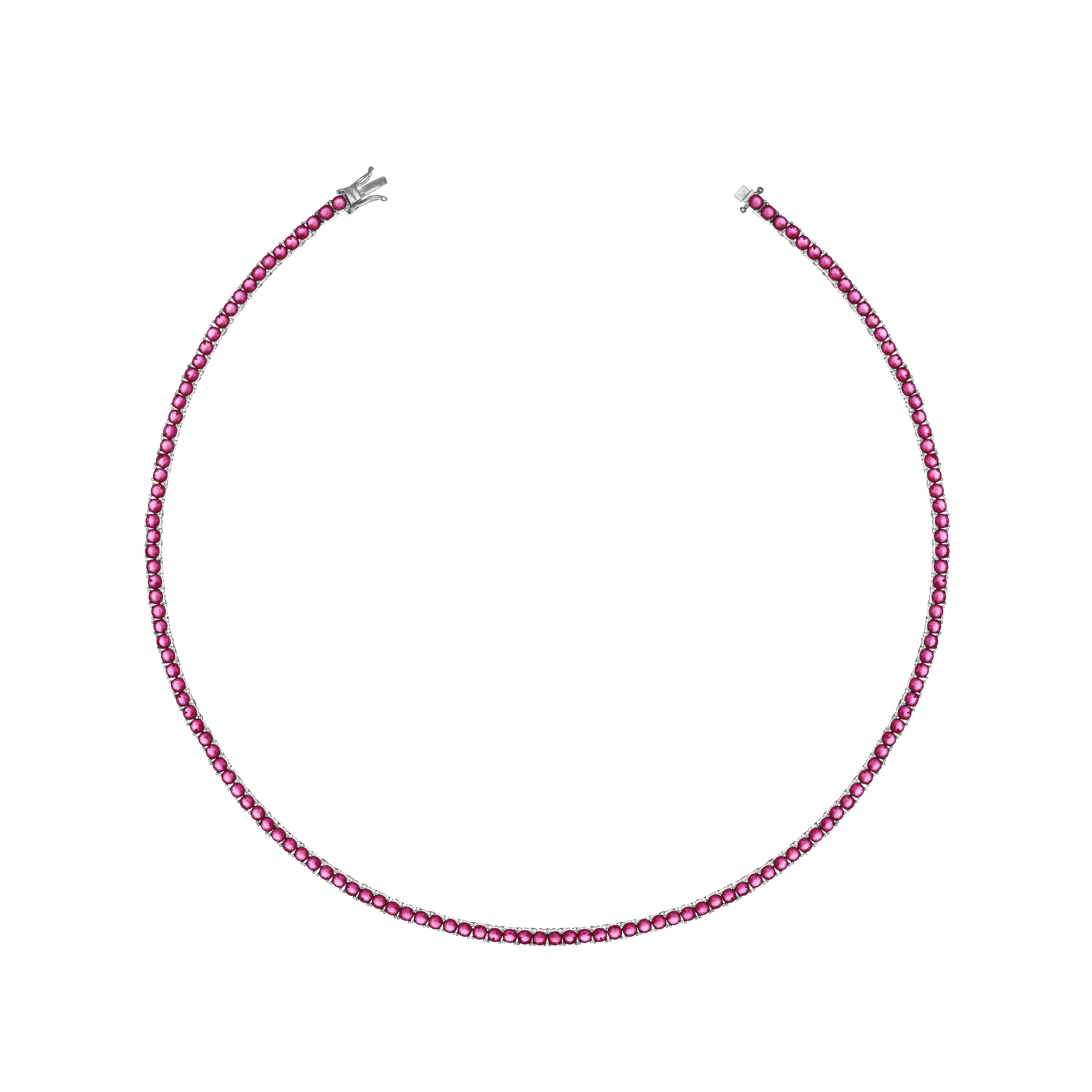 Tennis Necklace With Box Clasp - Colored